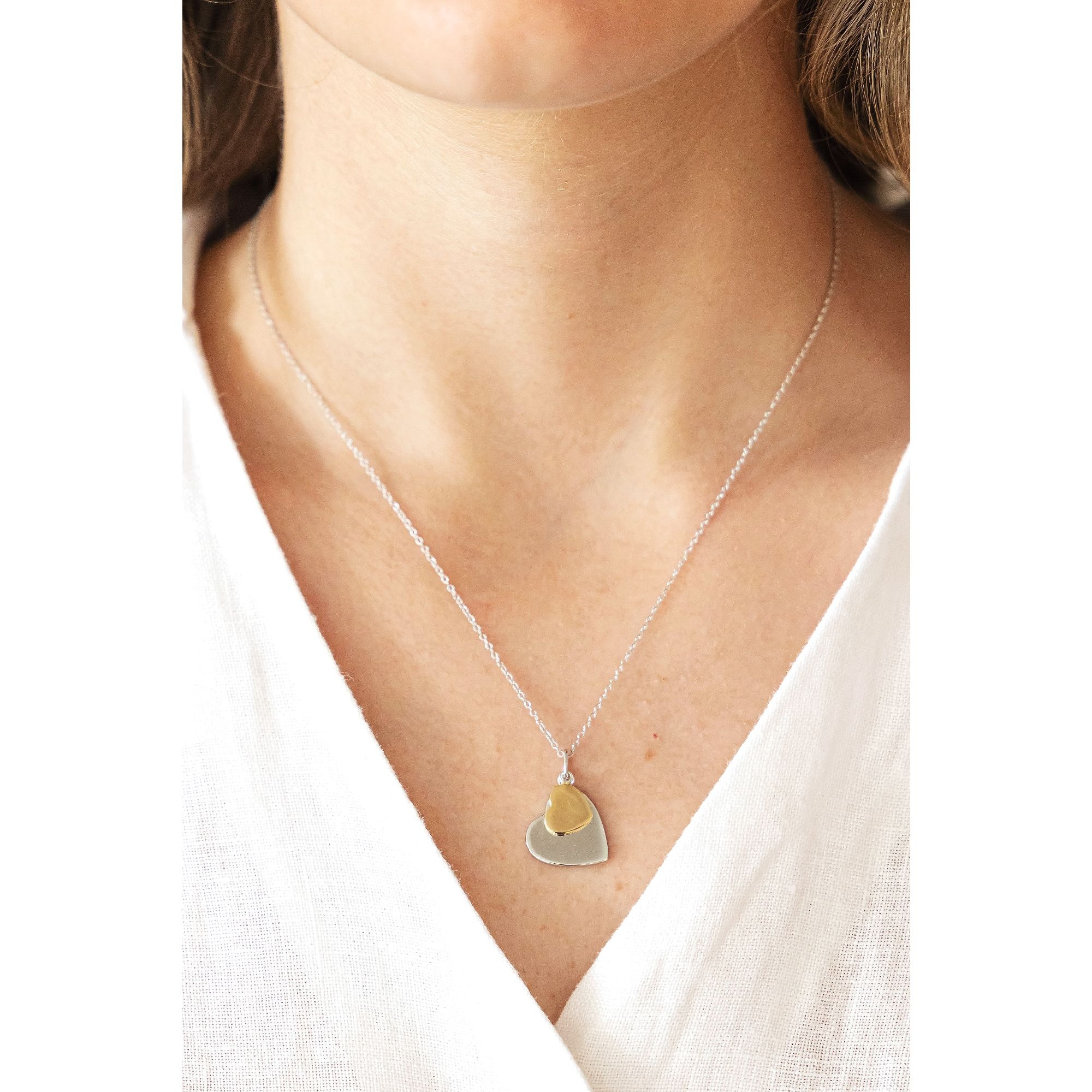 CELESTA Kette mit Anhänger »Silber 925 zweifarbig 42+3cm lang mit zwei Herz-Anhängern«