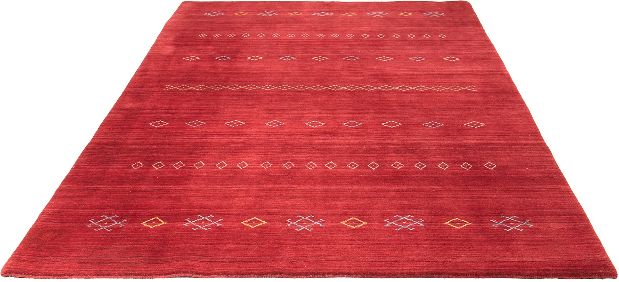 Wollteppich »Gabbeh - Loribaft Softy - 240 x 170 cm - dunkelrot«, rechteckig, 12 mm...