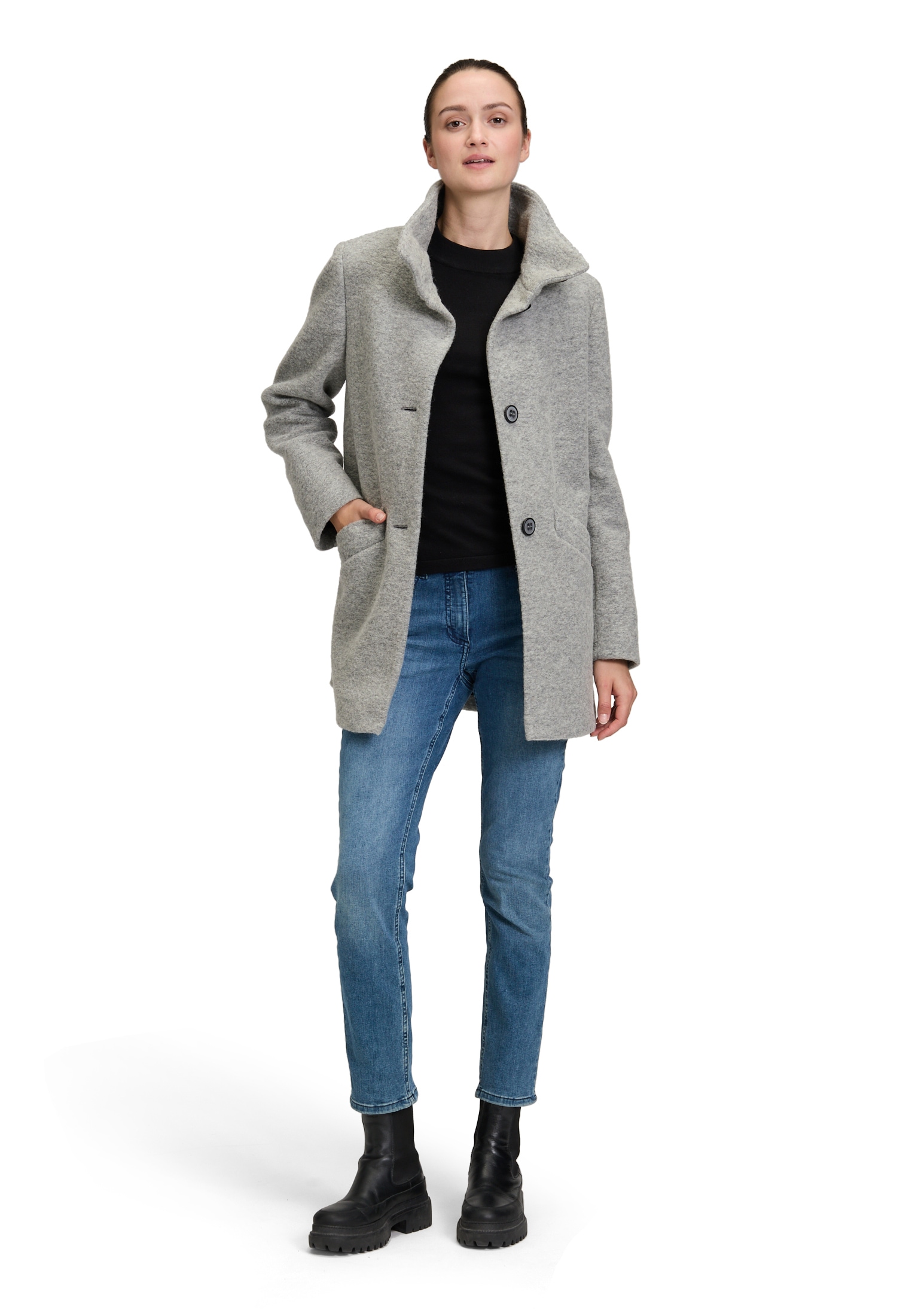 Amber & June Kurzjacke »Amber & June Damen Kurzmantel mit Stehkragen«