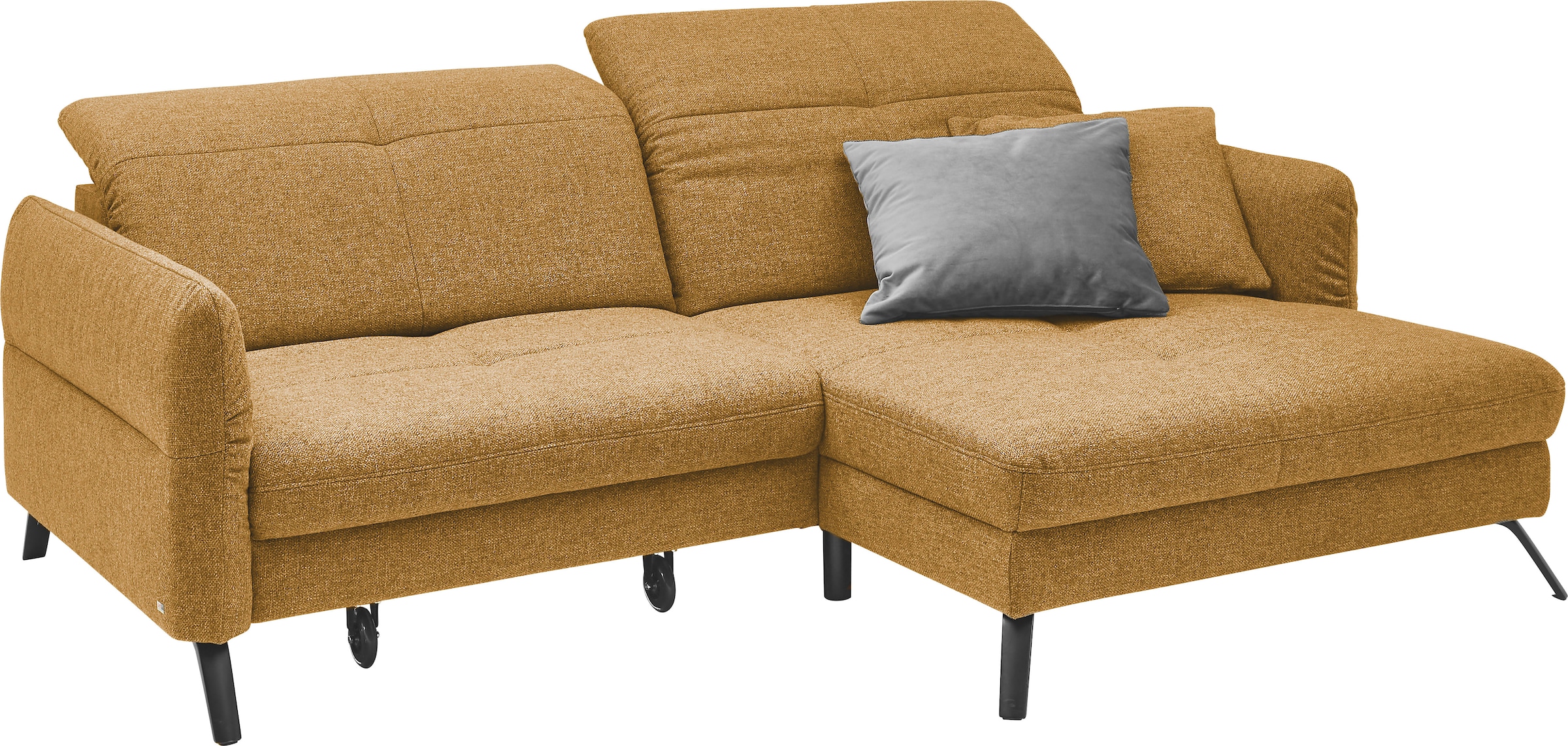 set one by Musterring Ecksofa »SO 4400 V« wahlweise mit motorischer Bettfunktion & Kopfverstellung, Fuß schwarz