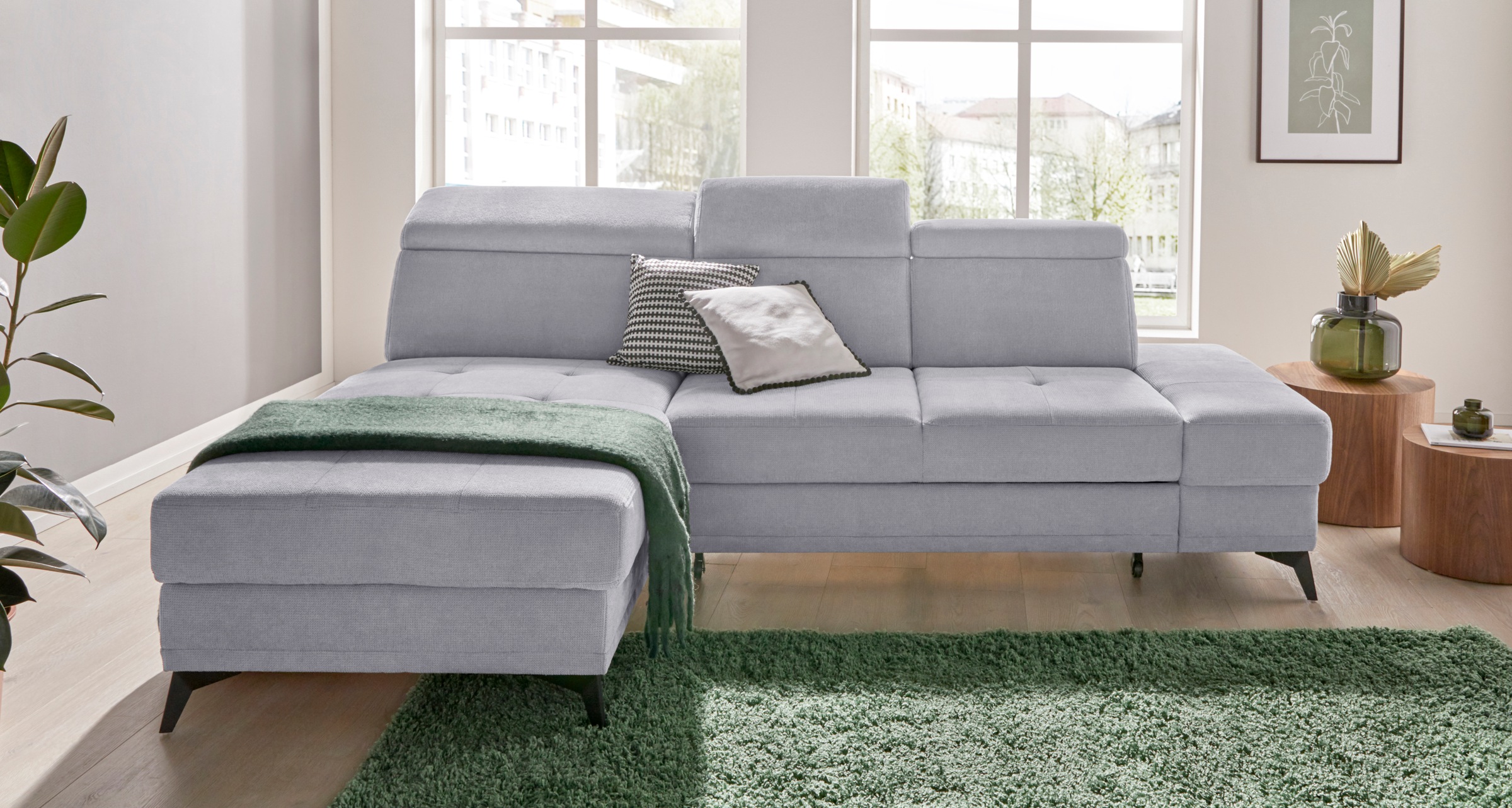 INOSIGN Ecksofa »Cardiz L-Form«, inkl.Kopfteilverstellung und Federkern wahlweise mit Bettfunktion