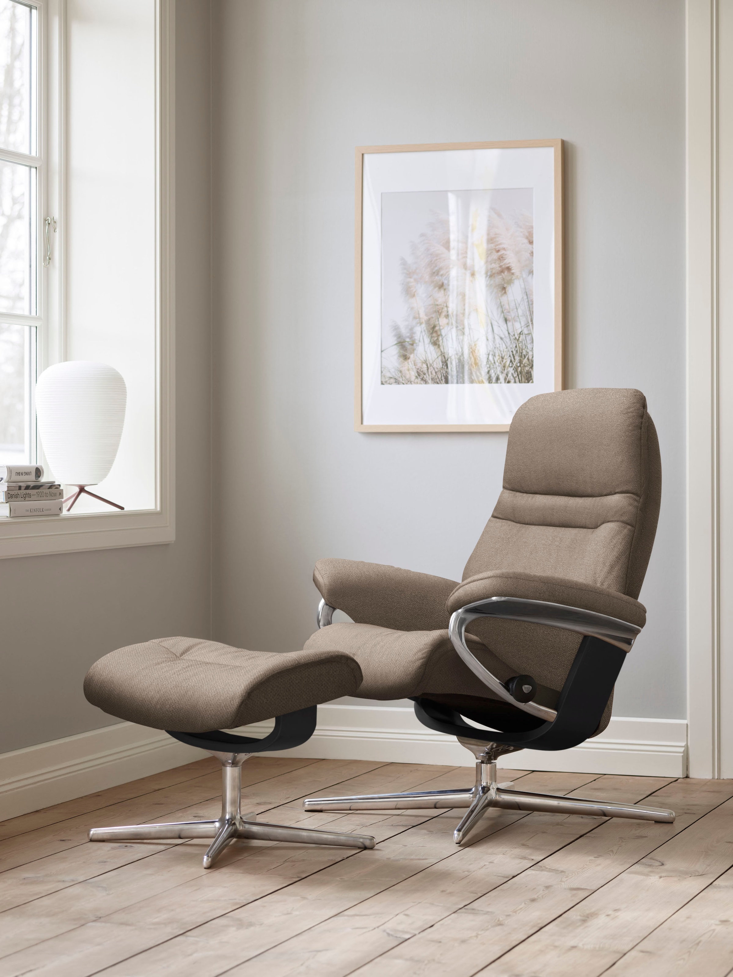 Stressless Fußhocker "Sunrise", mit Cross Base, Größe S, M & L, Holzakzent Schwarz