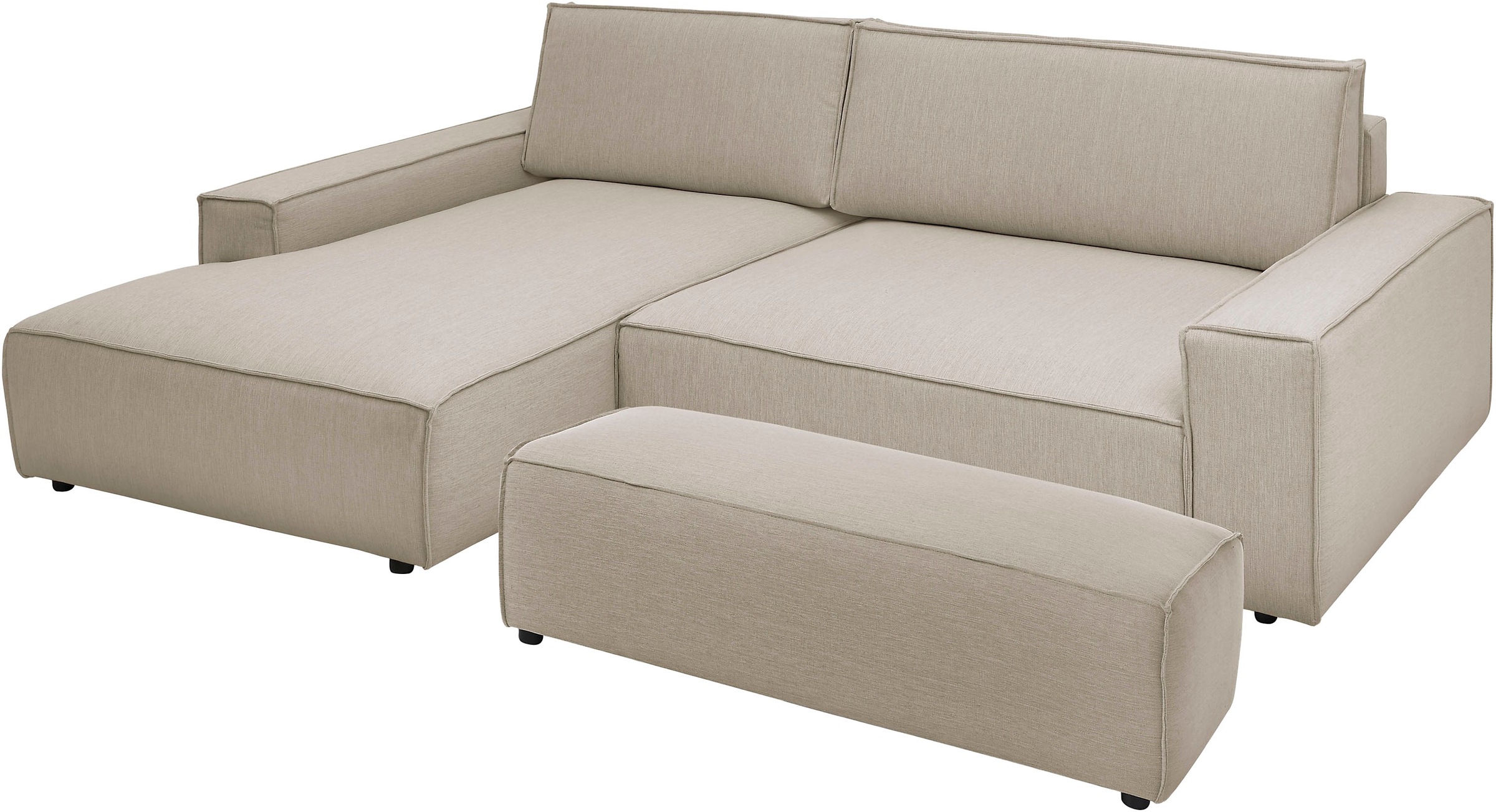 Home affaire Polsterecke »NEU: SHERWOOD XXL tief, L-Form mit Schlaffunktion, Big-Sofa mit Hocker«, (Set, 2 St.), stellbar zum Schlafsofa (Krokodilverbinder), Cord, Leinenoptik