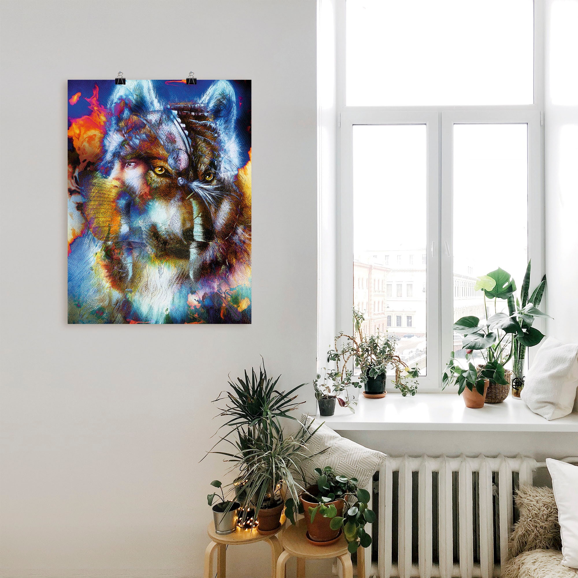 Artland Wandbild »Indischer Krieger mit Wolf«, klassische Fantasie, (1 St.), als Leinwandbild, Poster, Wandaufkleber in verschied. Größen