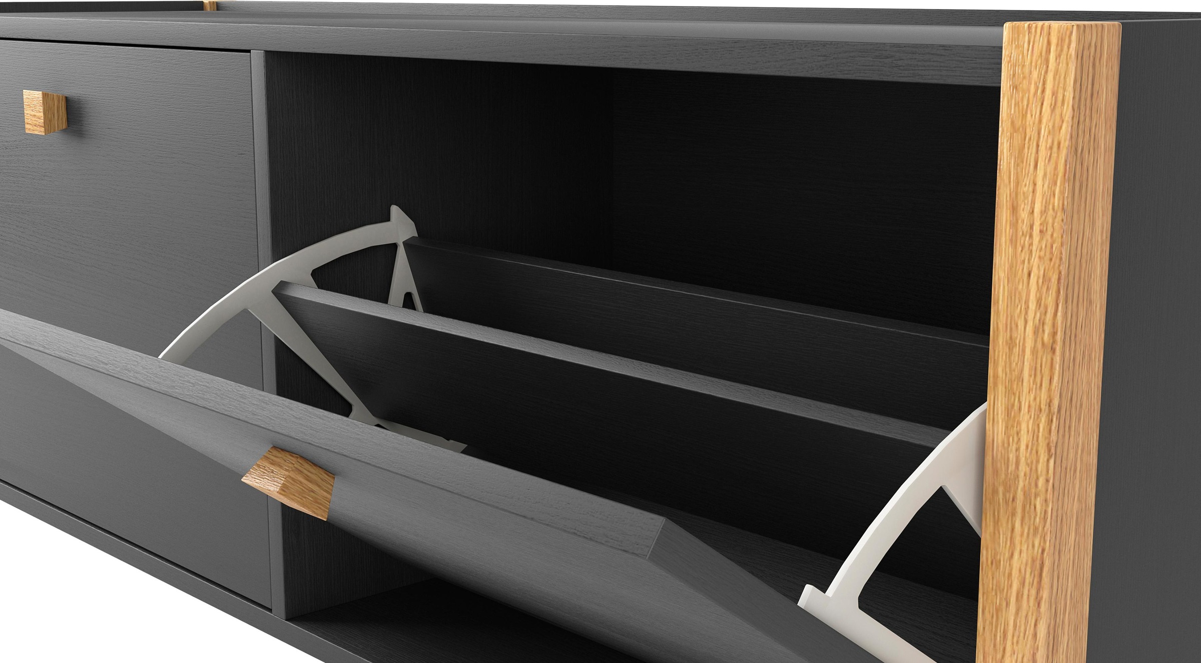 WOODMAN Charis Shoe Bench Oak/Black 125x35x48cm 3