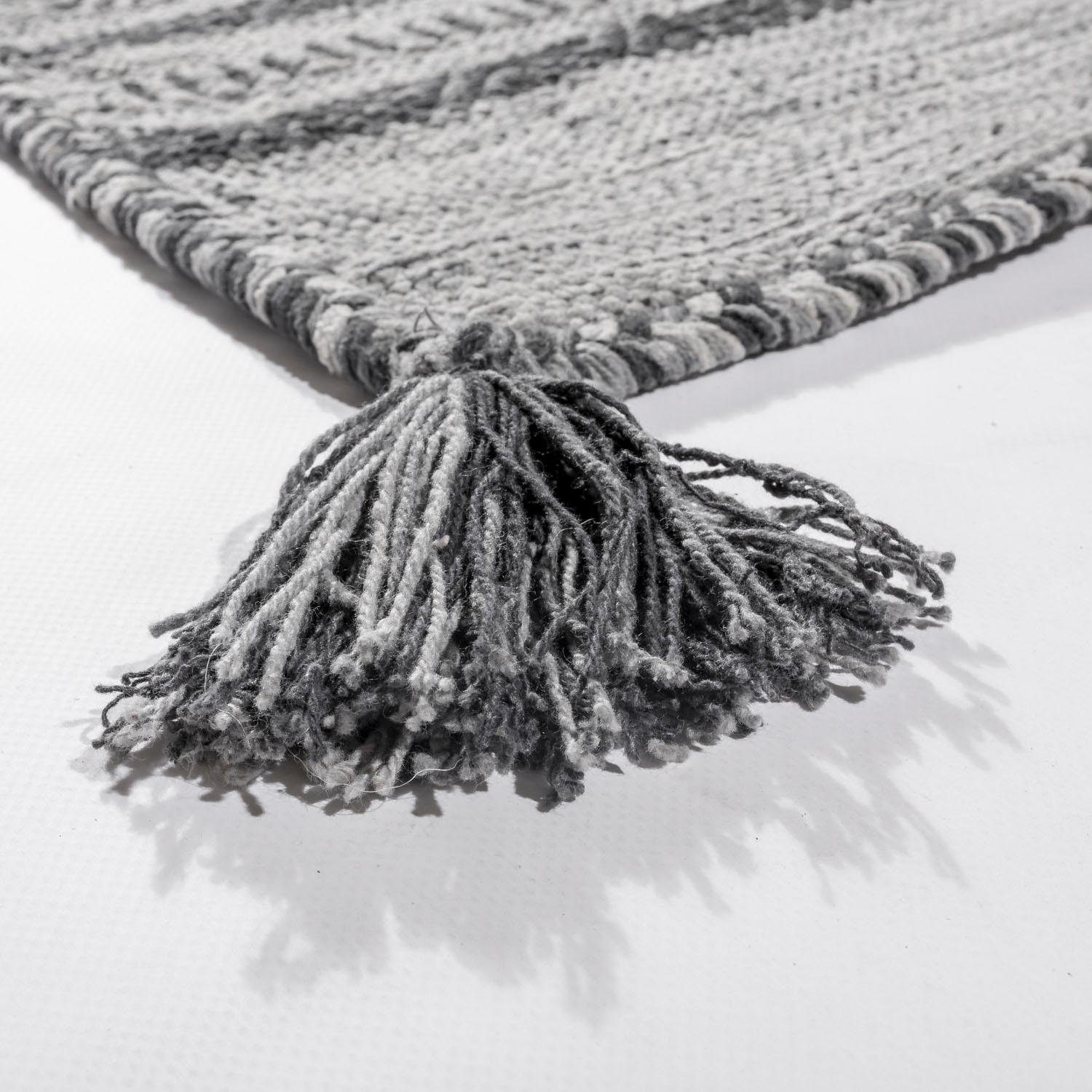 Teppich PACO HOME "Kilim 217", grau, B:240cm H:12mm L:340cm, Baumwolle, Teppiche, Teppich, handgewebter Wendeteppich, reine Baumwolle, gestreift, Wohnzimmer 3