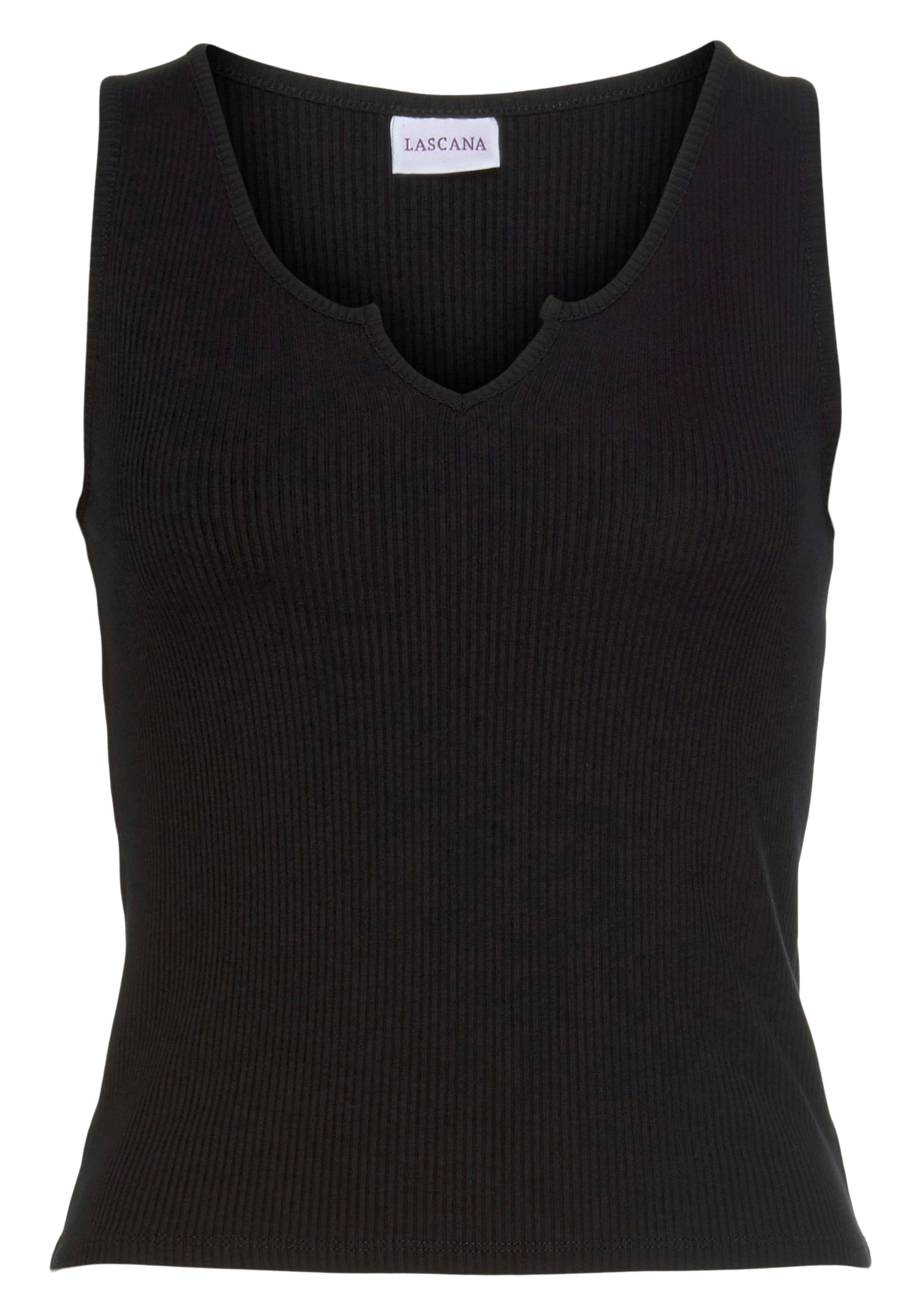 LASCANA Ripptanktop, mit kleinem V-Ausschnitt, figurbetontes Damentop, Basic