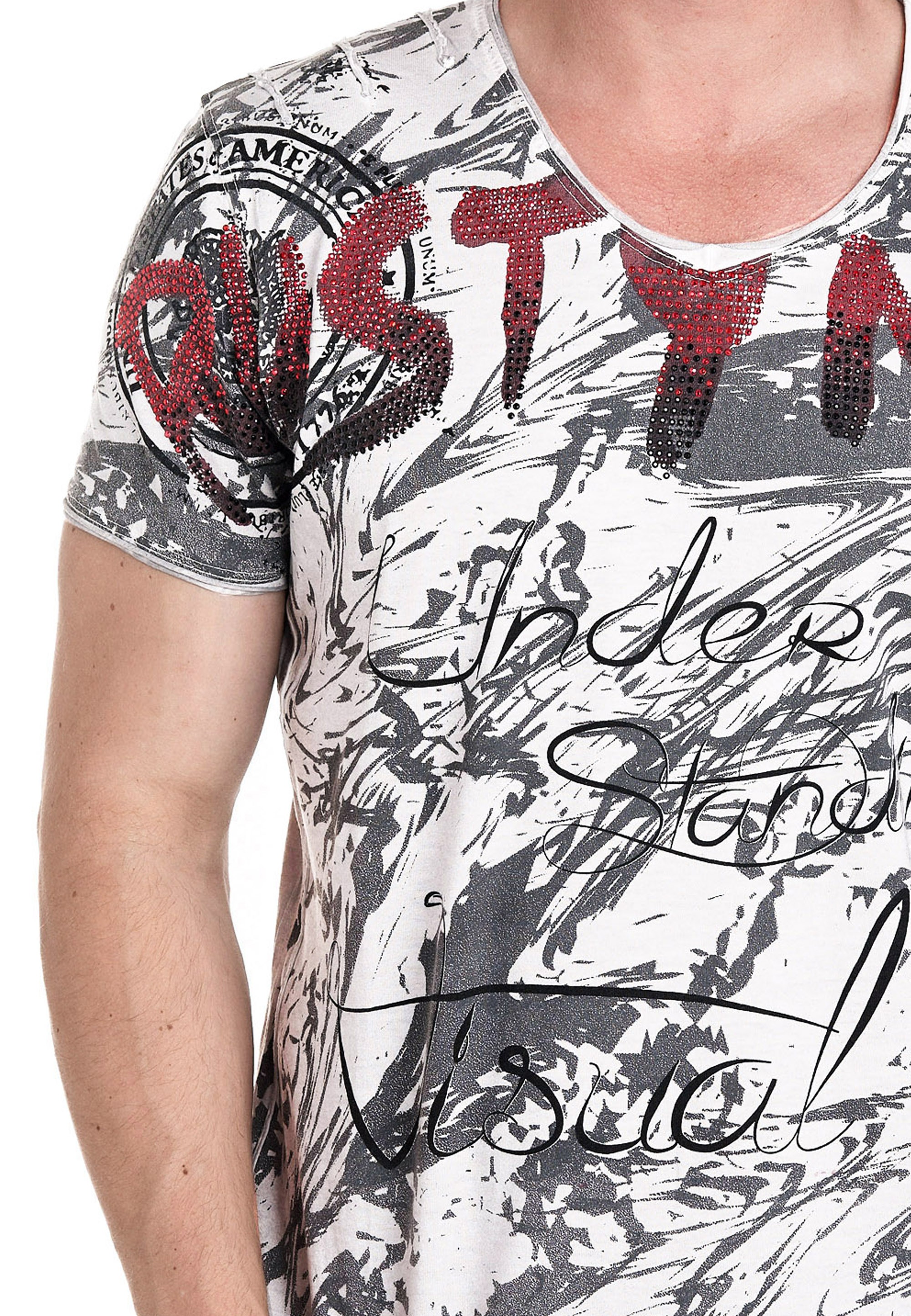 Rusty Neal T-Shirt, mit aufwendigem Strass-Design