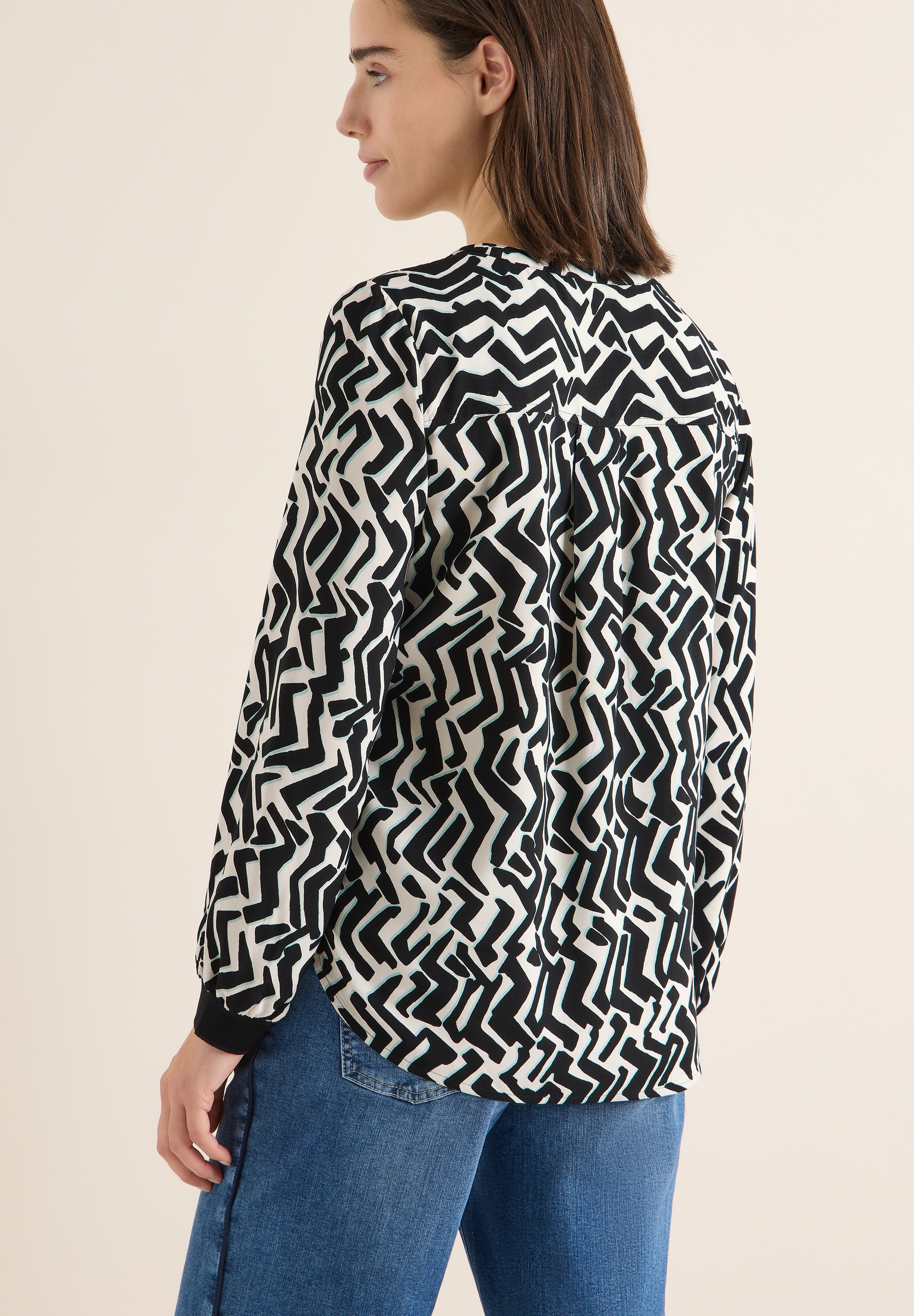 Cecil Druckbluse Print-Bluse mit Tape und grafischem Muster günstig online kaufen