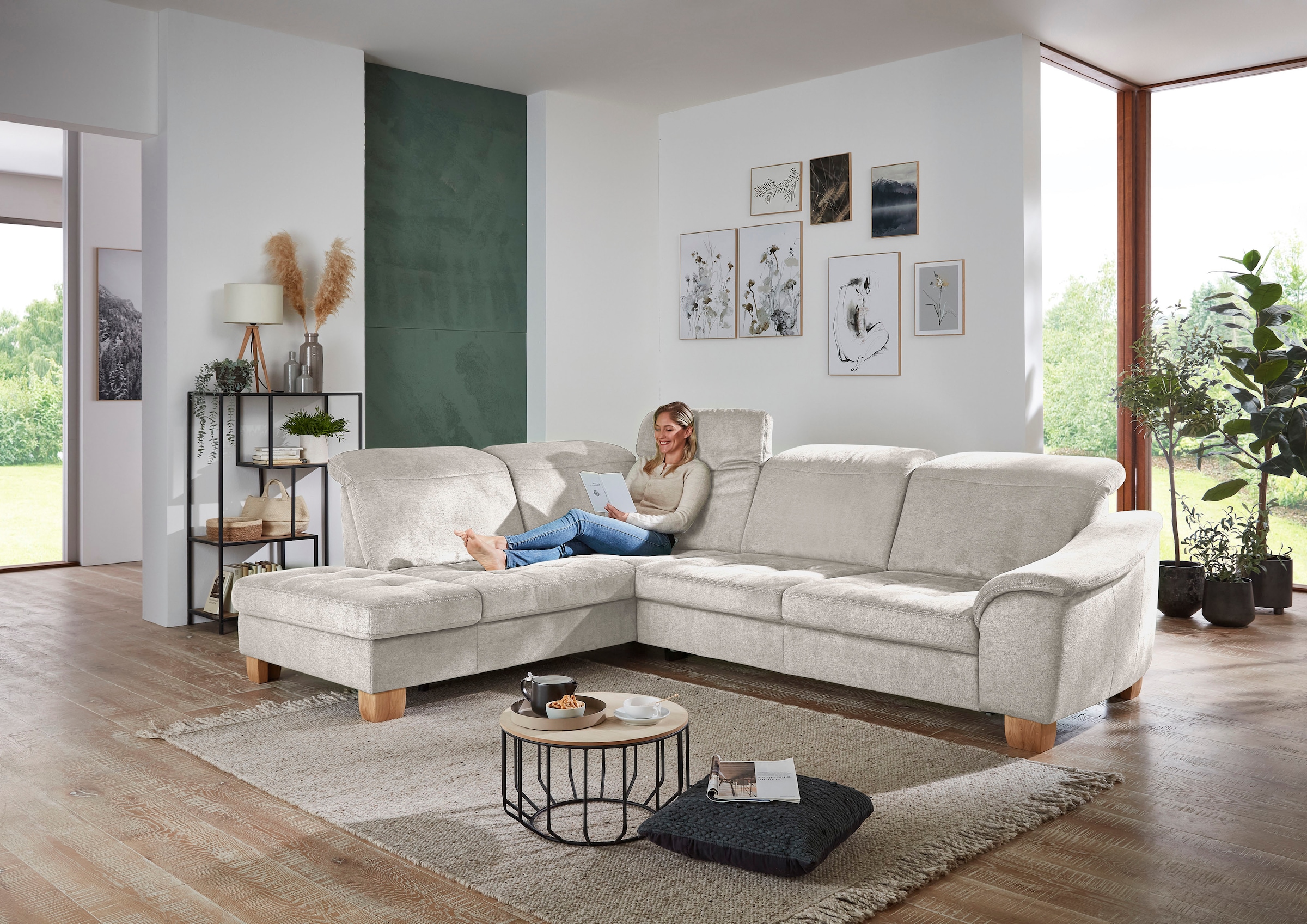 Die PlanBar Ecksofa "PP-LA23145" inkl. Kopfpolsterverstellung, Federkernpol günstig online kaufen
