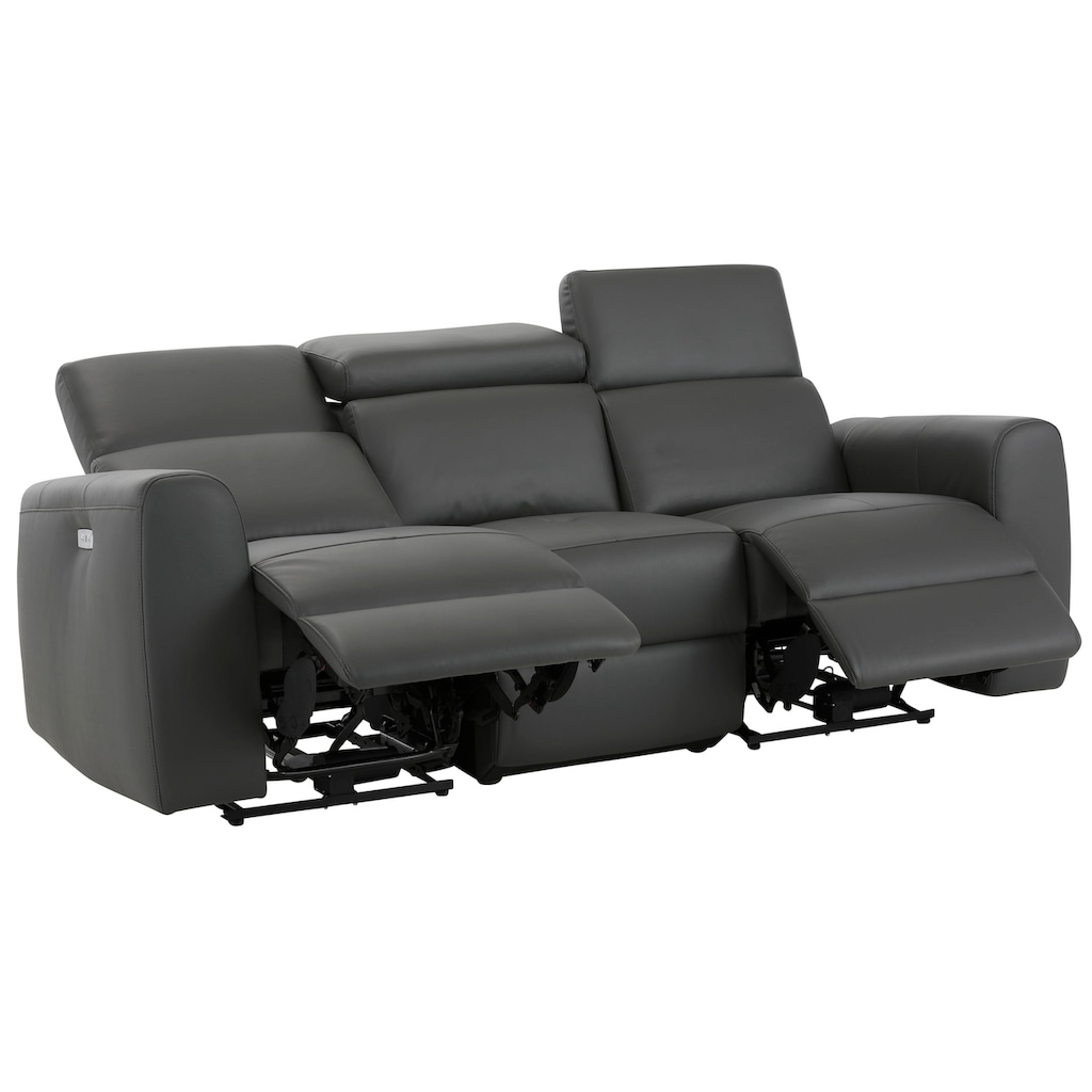 Wohnen Sofas & Couches Home affaire 3-Sitzer »Sentrano«, wählbar zwischen manueller oder elektrischer Relaxfunktion mit USB-Ansc