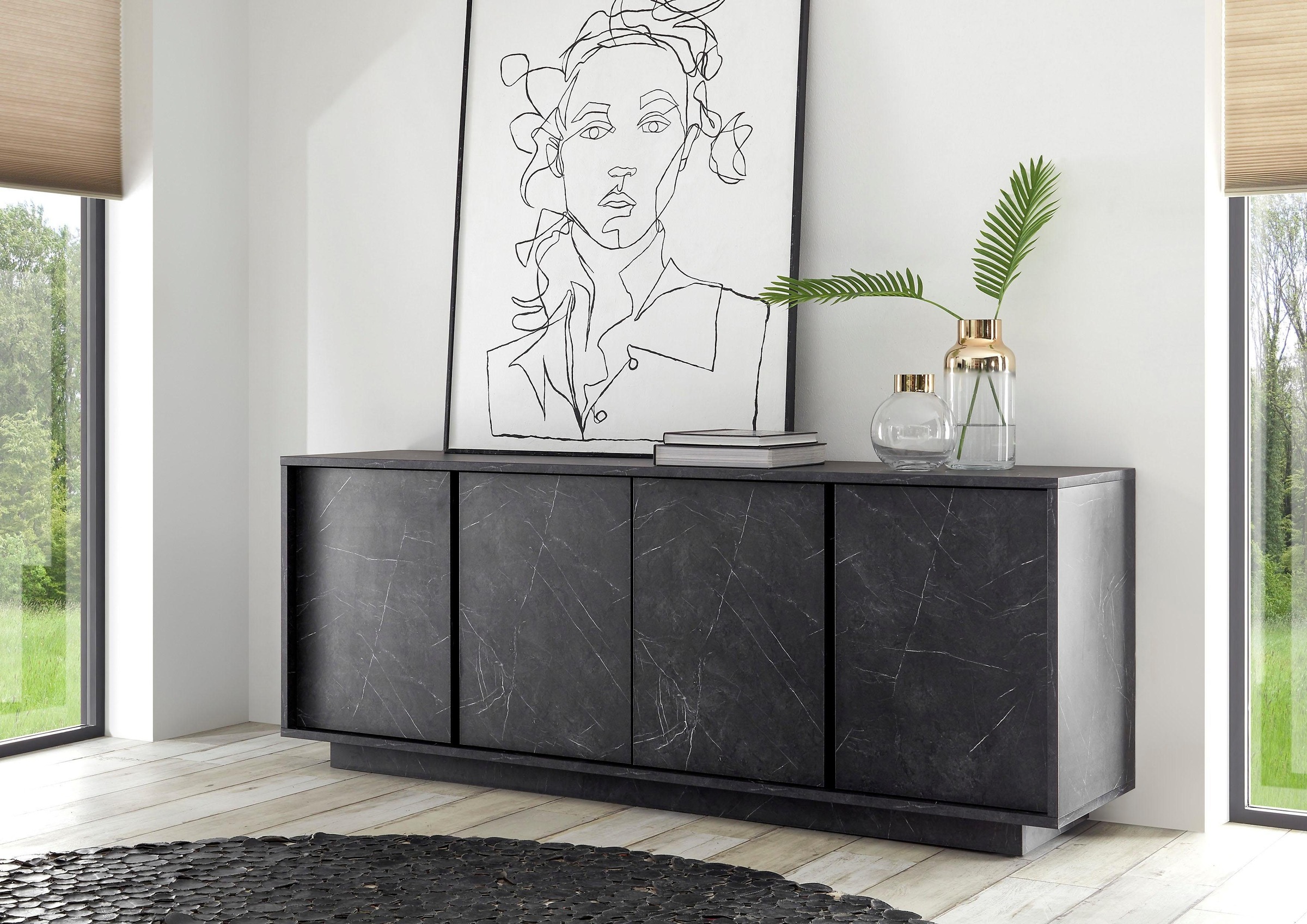 Home affaire Sideboard "Carrara" grifflos günstig online kaufen