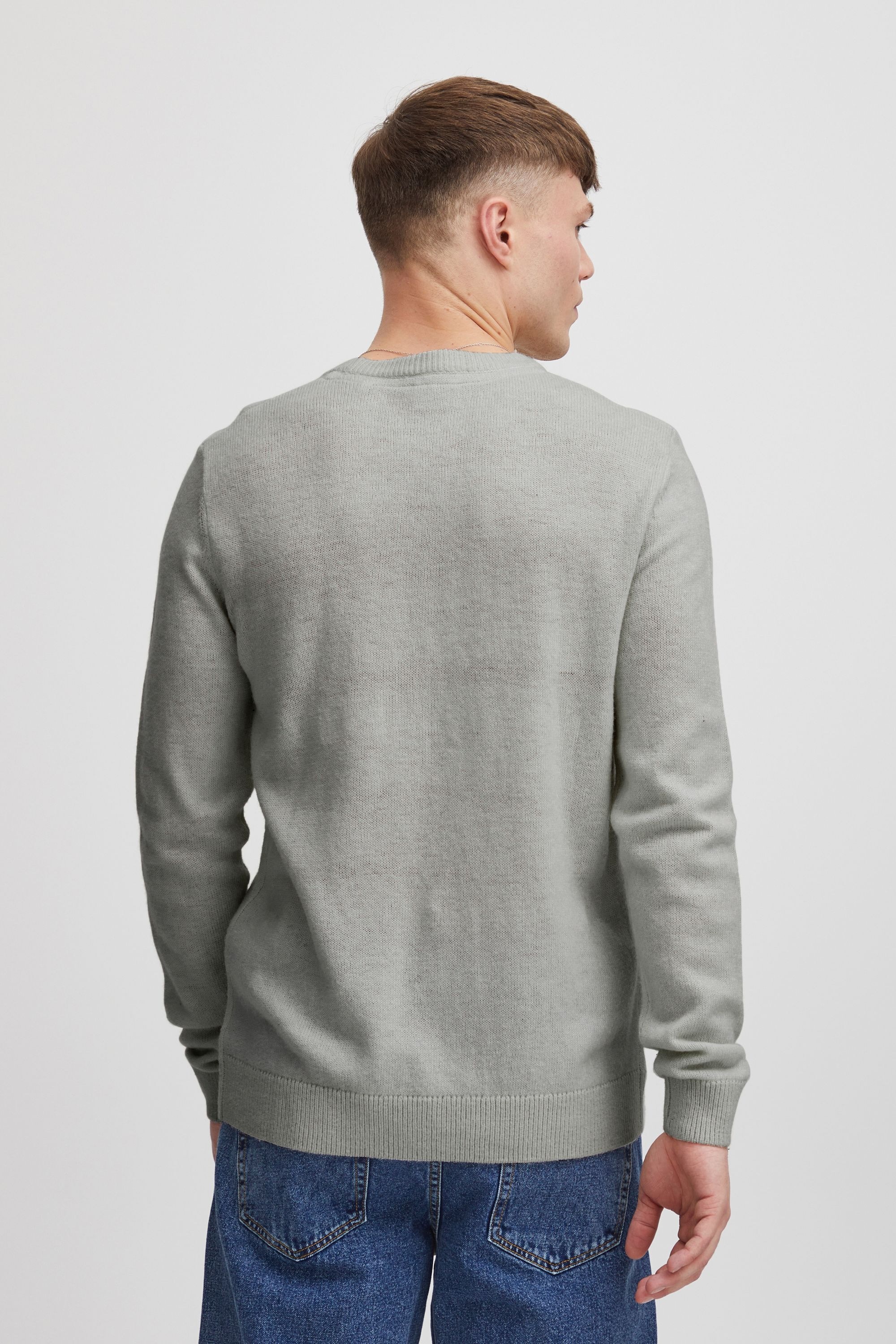 !solid Strickfleece-Pullover SOLID "Strickpullover Sddyllon", Herren, Gr. S, grau (light grau melange), Obermaterial: 60% Lammfell LF. 40% Nylon NY., Pullover 3
