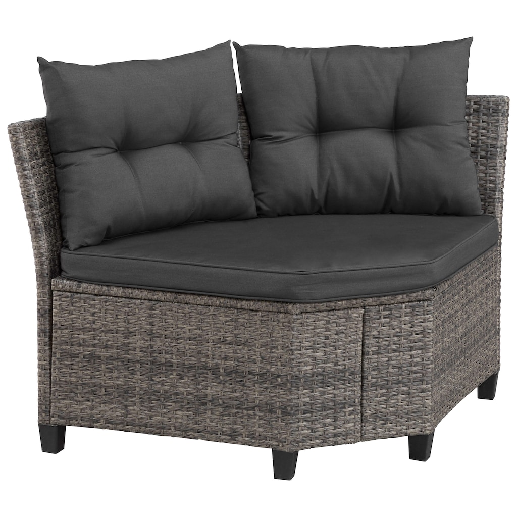 KONIFERA Gartenlounge-Set »Keros Premium«, (Set, 20 tlg., 2x 2er Sofa, 1x Ecke, 1x Sessel, 2x Hocker, 1x Tisch 145x75x67,5cm), Ecklounge, Polyrattan, Stahl, geeignet für 8 Personen, inkl. Auflagen