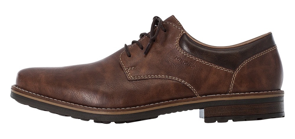 Schnürschuh RIEKER, Herren, Gr. 43, braun (wood, toffee), Lederimitat, Schuhe Schnürschuh, mit gepolsterter Innensohle, Freizeitschuh, Halbschuh, Schnürschuh 3
