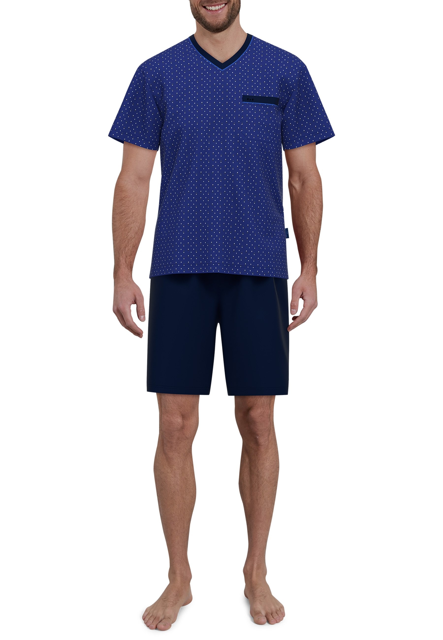 Thumbnail - GÖTZBURG Shorty "Waterford" 2 Stk. tlg., Kurzarm, V-Ausschnitt, kurze Hose, Baumwollmix, atmungsaktiv, bequem