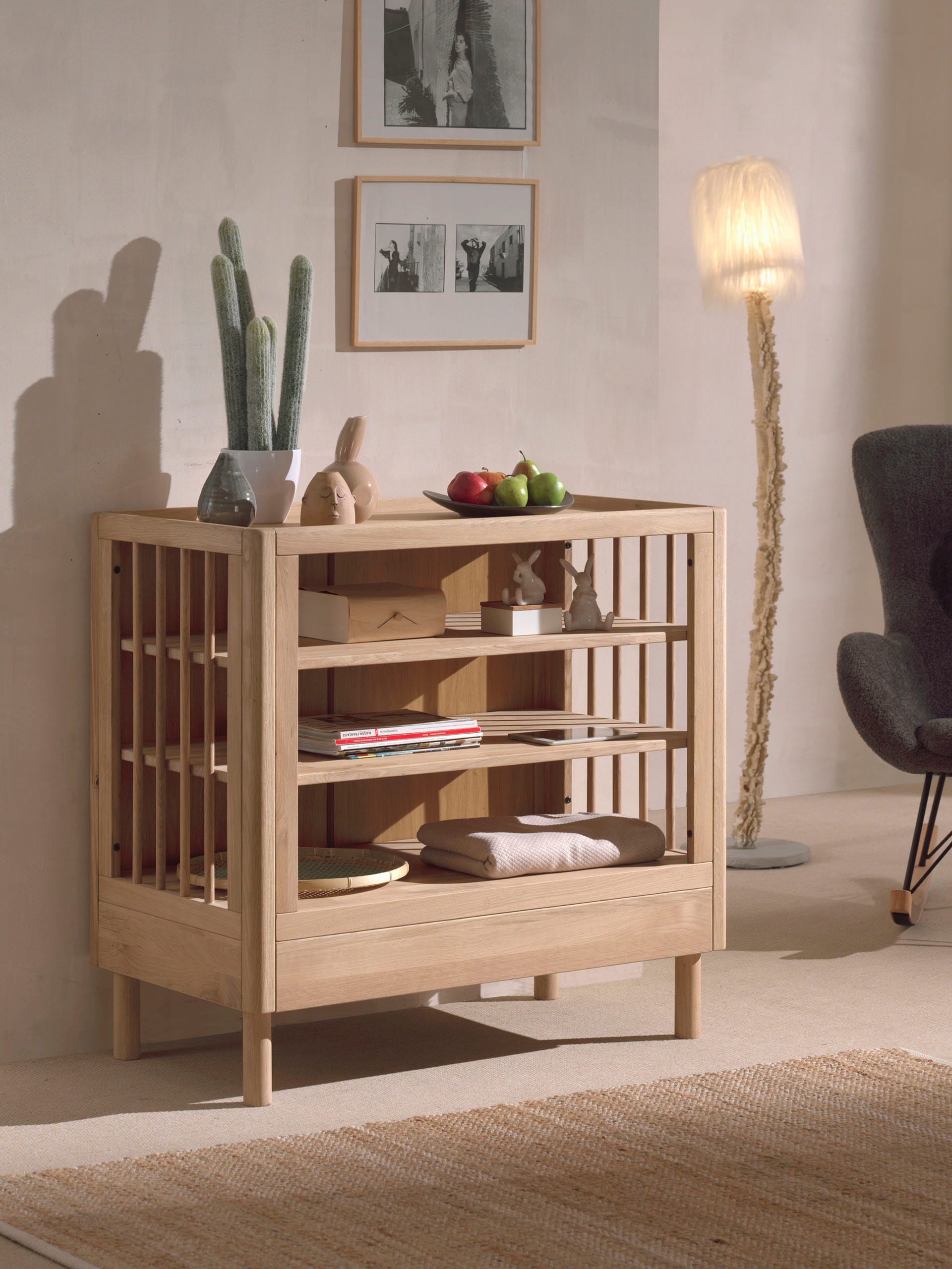 Home affaire Wickelkommode "Wickelregal aus massvier Eiche natur geölt, zei günstig online kaufen