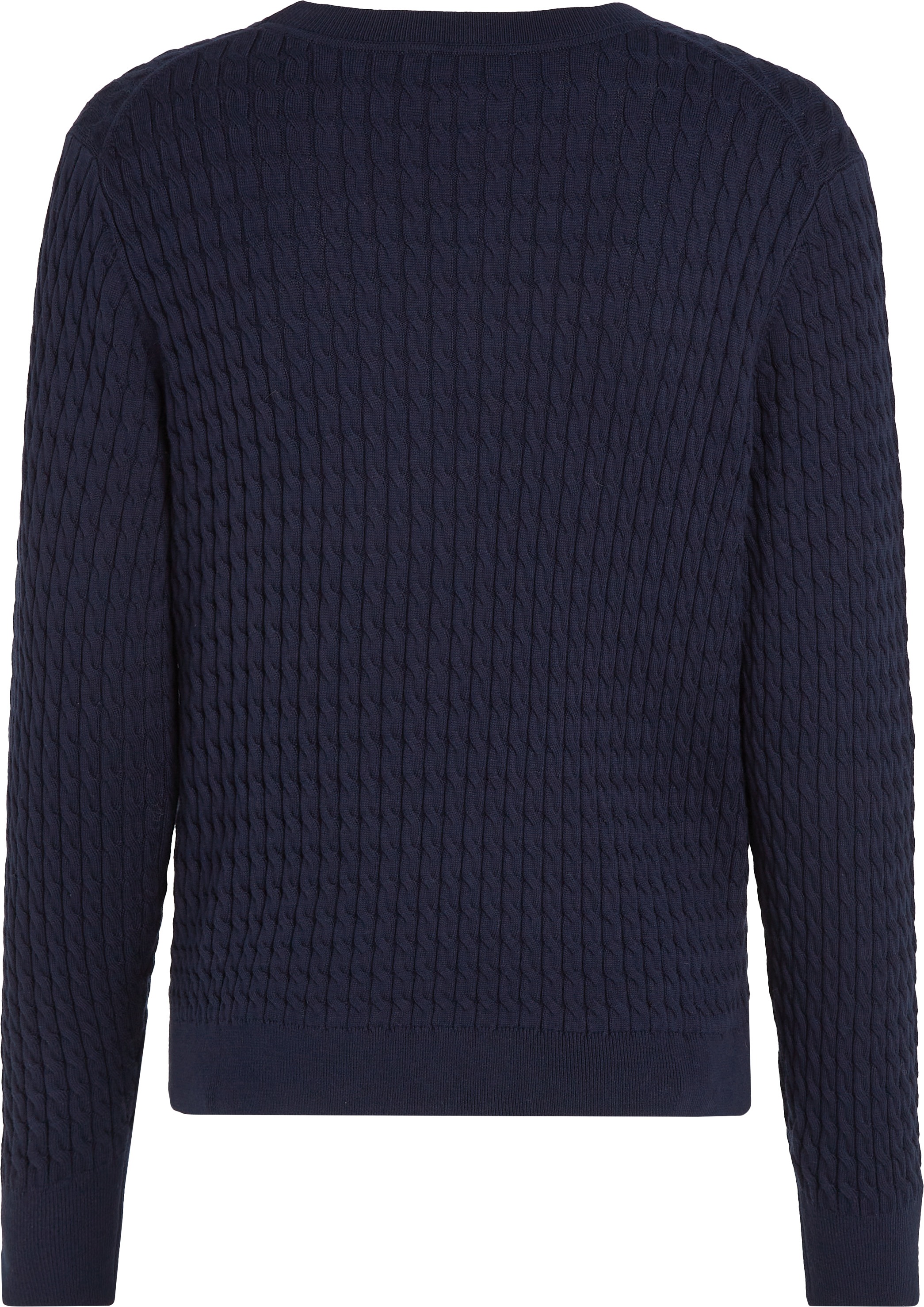 Tommy Hilfiger Rundhalspullover »CO CABLE C-NK LS SWEATER«, mit Zopfmuster