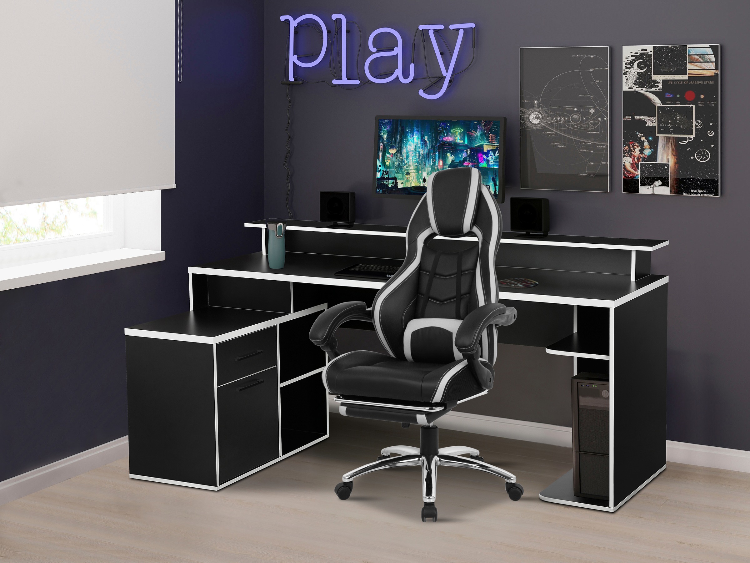 INOSIGN Gaming-Stuhl "Sprinta 1, Chefsessel mit ausziehbarer Fußstütze" () günstig online kaufen