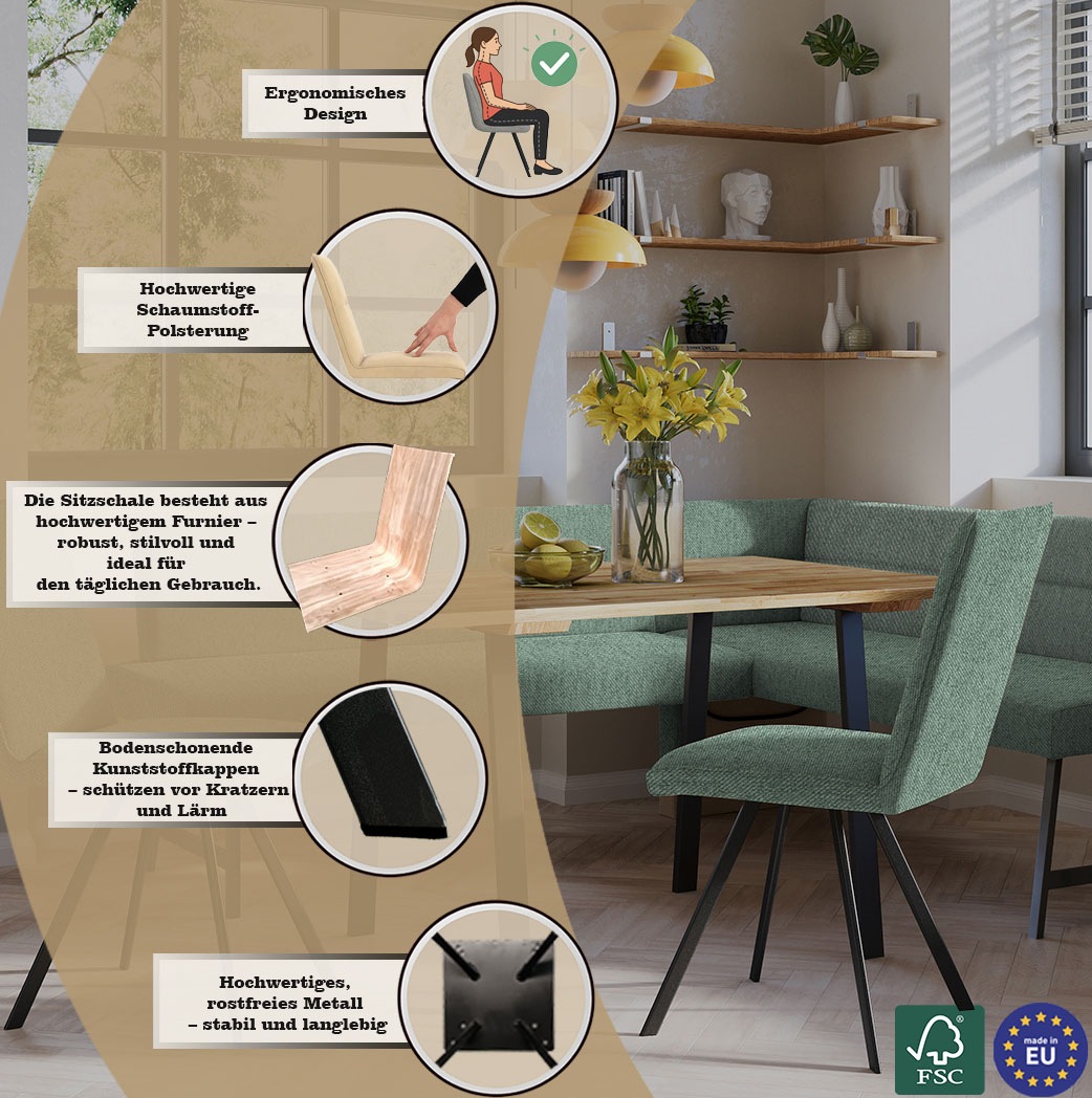 Thumbnail - OTTO home 4-Fußstuhl "Sava" (Set) 2 Stk.Metallgestell