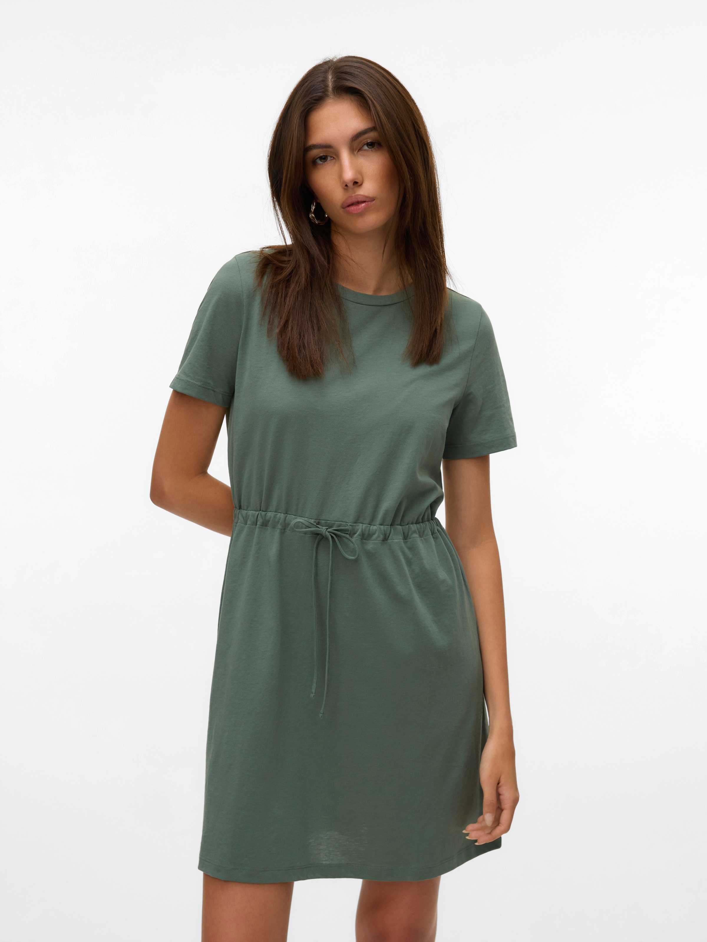 Vero Moda Shirtkleid "VMLUNA SS SHORT STRING DRESS JRS NOOS" Baumwollmischu günstig online kaufen