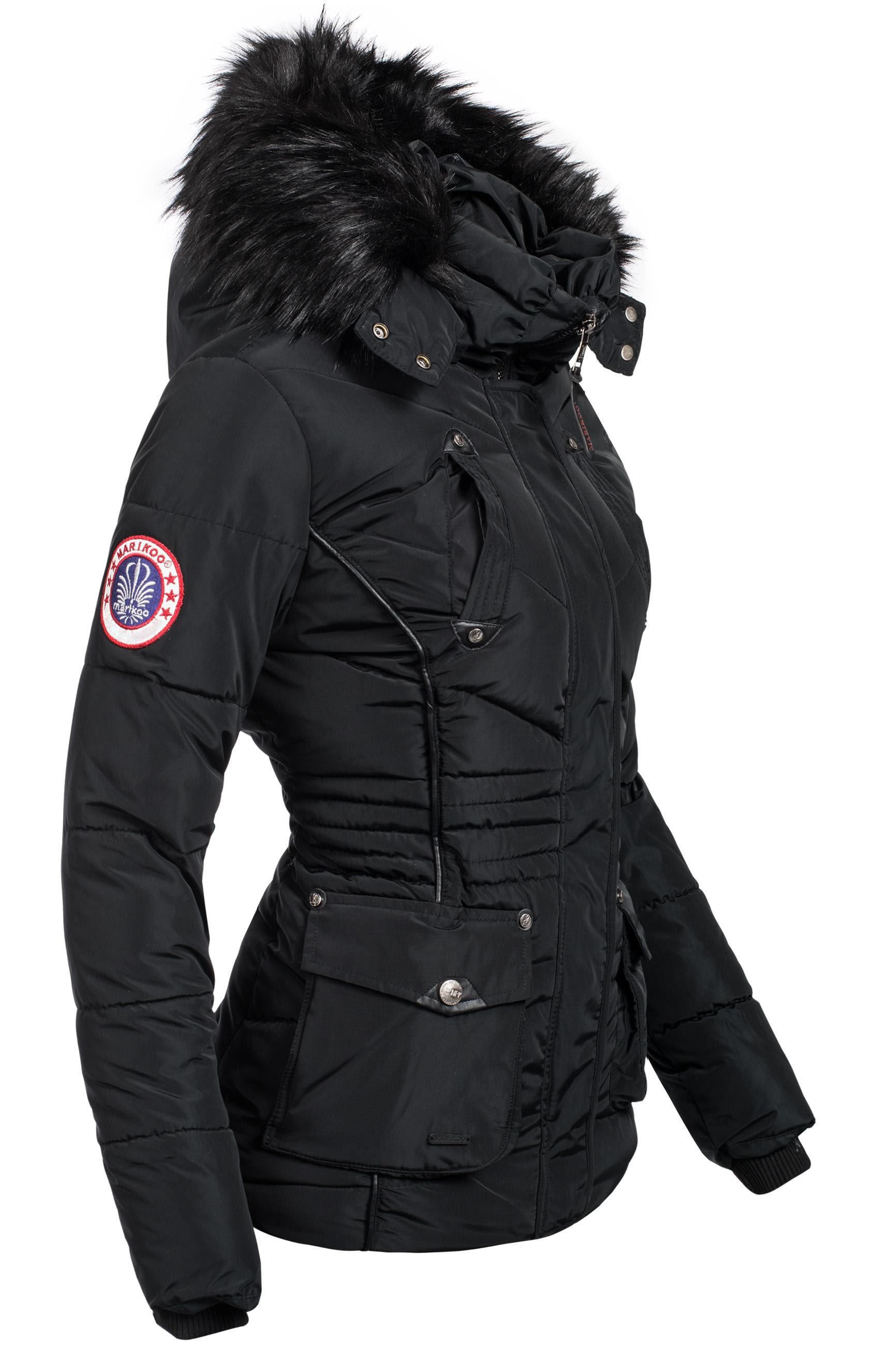 Marikoo Steppjacke »Vanilla«, mit Kapuze, edle Winterjacke m. Kunstfellkapuze