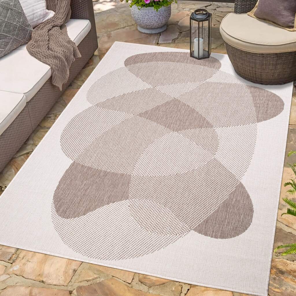 Carpet City Outdoorteppich "DUO RUG 5835", rechteckig, 5 mm Höhe, Wendeteppich Wetterfest In- & Outdoor, Balkon, Terrass