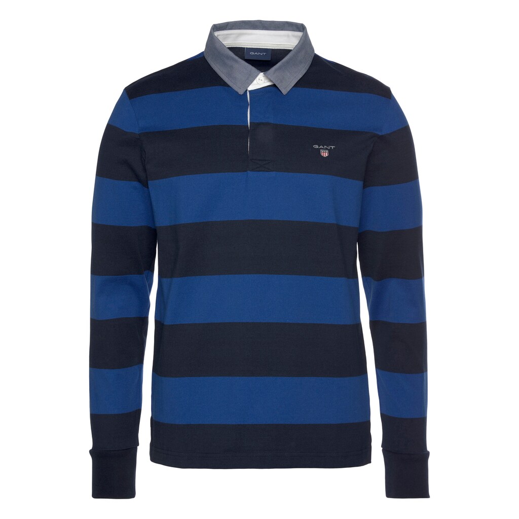 Herrenmode Shirts Gant Rugbyshirt »Barstripe Heavy Rugger«, sportiver Alltagsstyle royalblau-gestreift