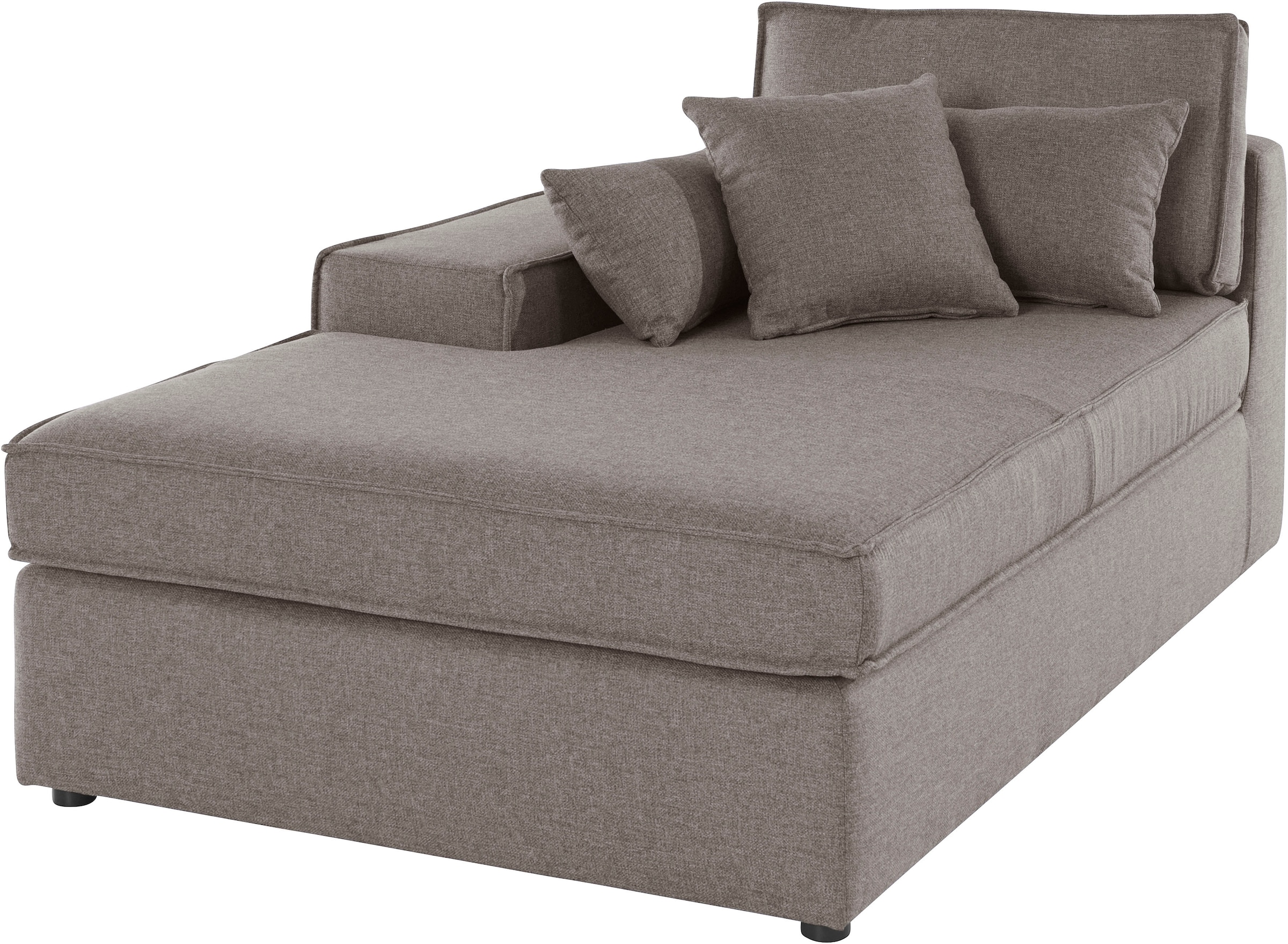 Ottomane OTTO HOME, B:100cm H:75cm T:162cm, beige, Baumwollmix (60% Baumwolle/40% Leinen);Struktur fein (100% Polyester);Samtoptik (100%