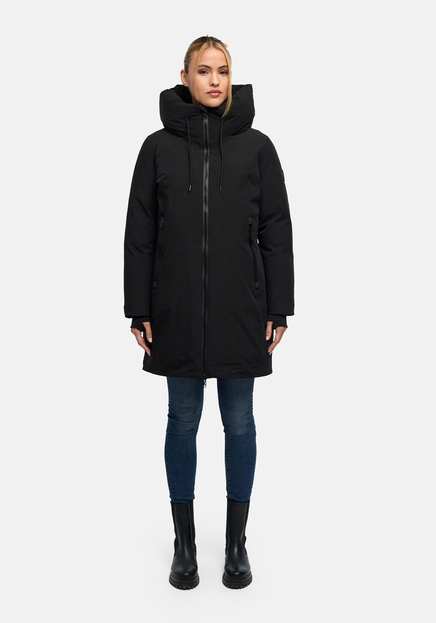 Marikoo Winterjacke "Polarhäschen" mit Kapuze Wintermantel mit Kapuze, Stehkragen, taillierte Rückenpartie
