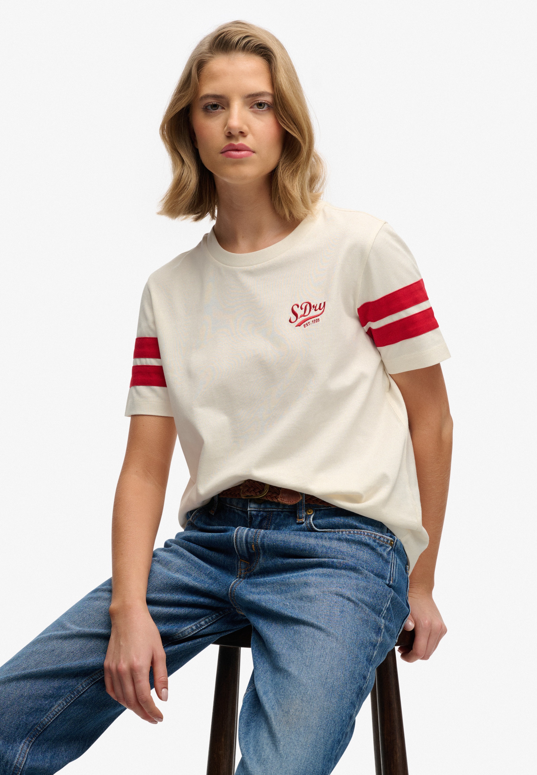 Superdry Print-Shirt "VARSITY STRIPE SCRIPT TEE" günstig online kaufen