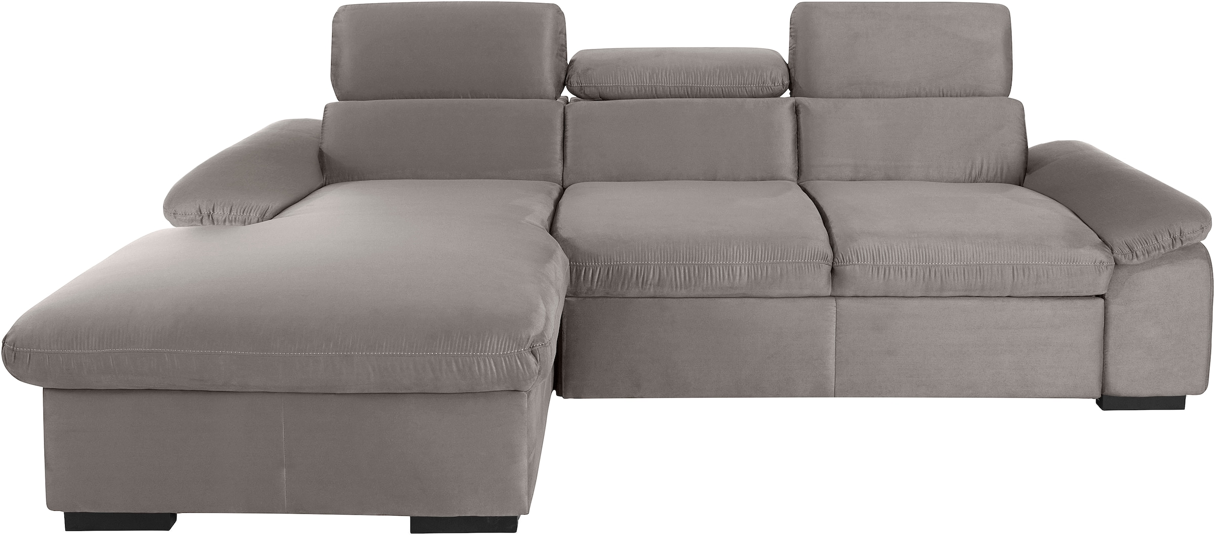 COTTA Ecksofa »Lola L-Form mit Kopfteilfunktion & Hocker«, (Set, mit Hocker), wahlweise mit Bettfunktion, Bettkasten & Armteilverstellung