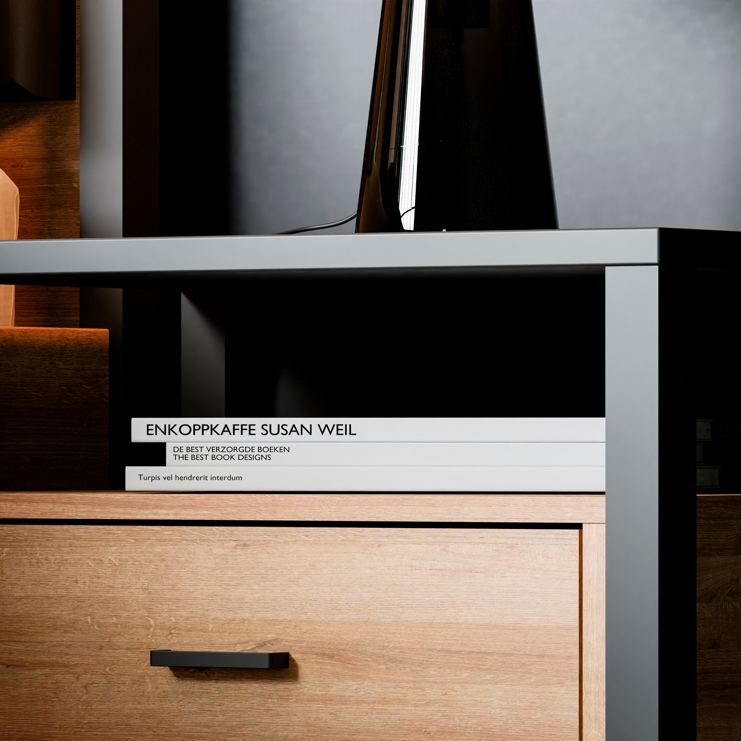 FORTE Nachtkommode »High Rock«, mit schwarzem Metallgriff