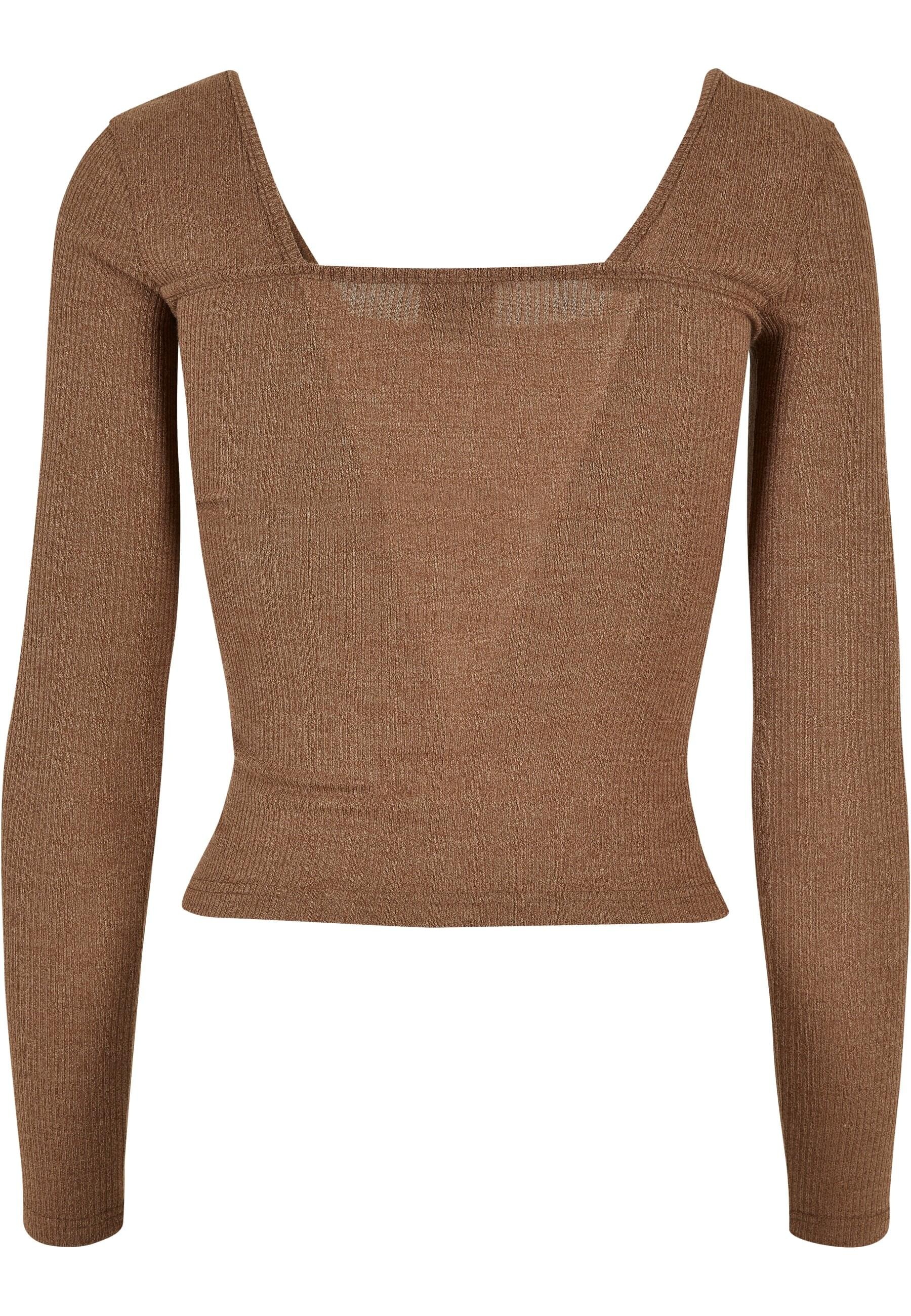 URBAN CLASSICS Longsleeve »Urban Classics Damen Ladies Rib Squared Neckline Longsleeve«, (1 tlg.)