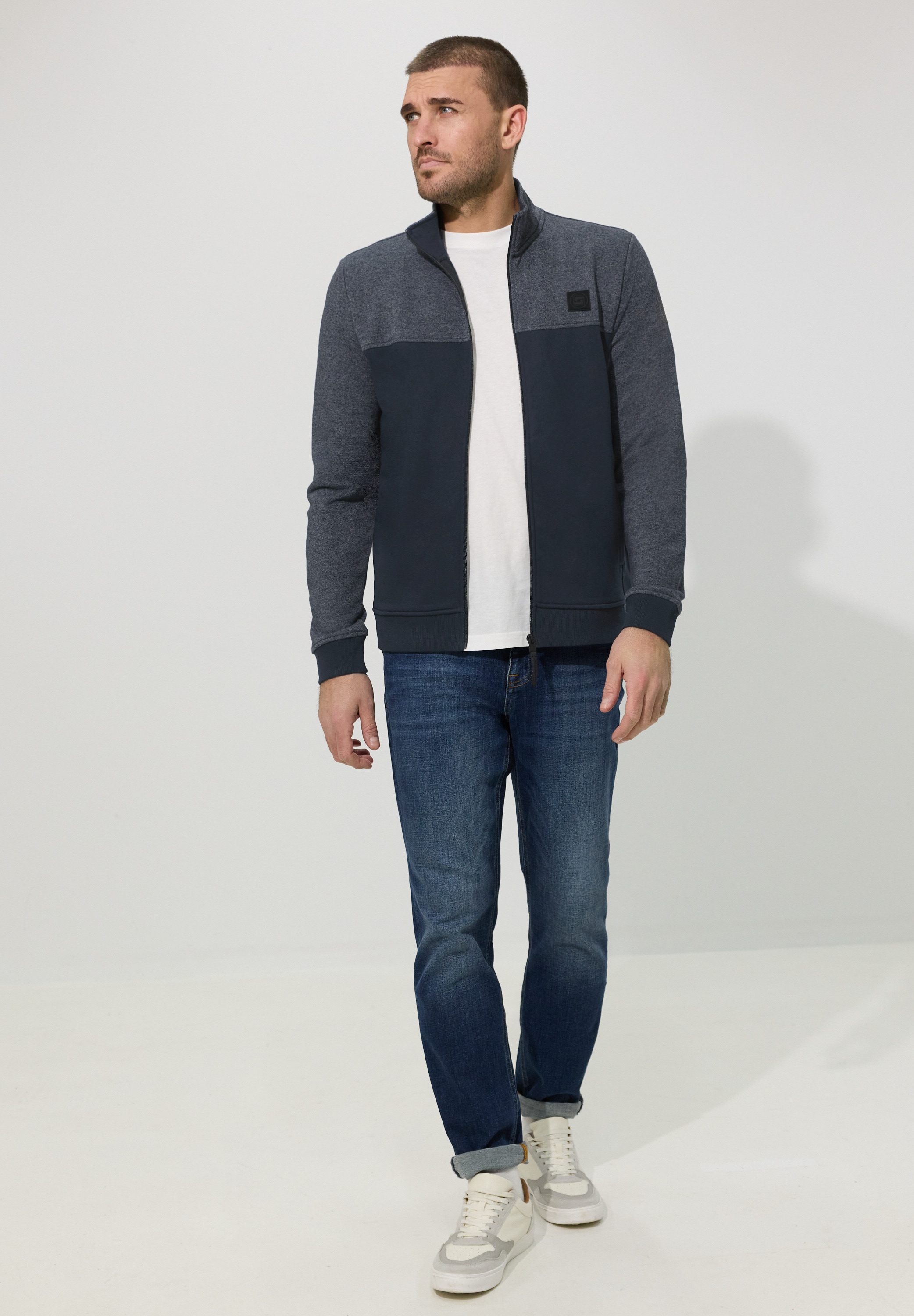 STREET ONE MEN Sweatjacke mit Stehkragen