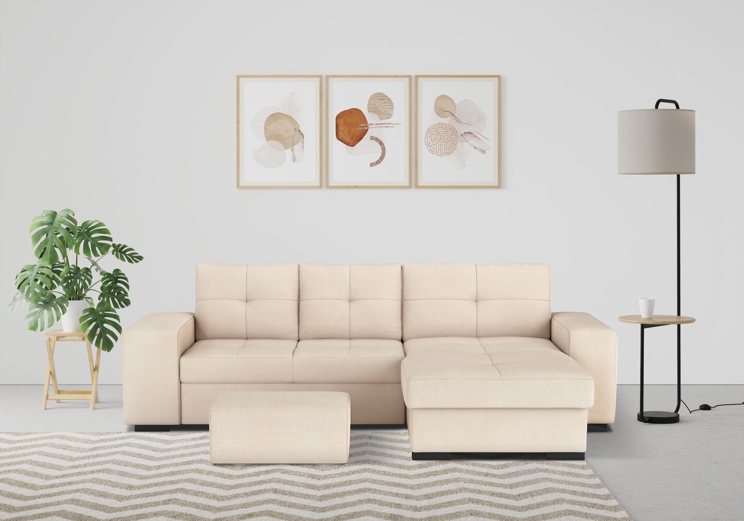 COTTA Ecksofa "Mattina L-Form", mit Hocker, wahlweise mit Bettfunktion & Be günstig online kaufen