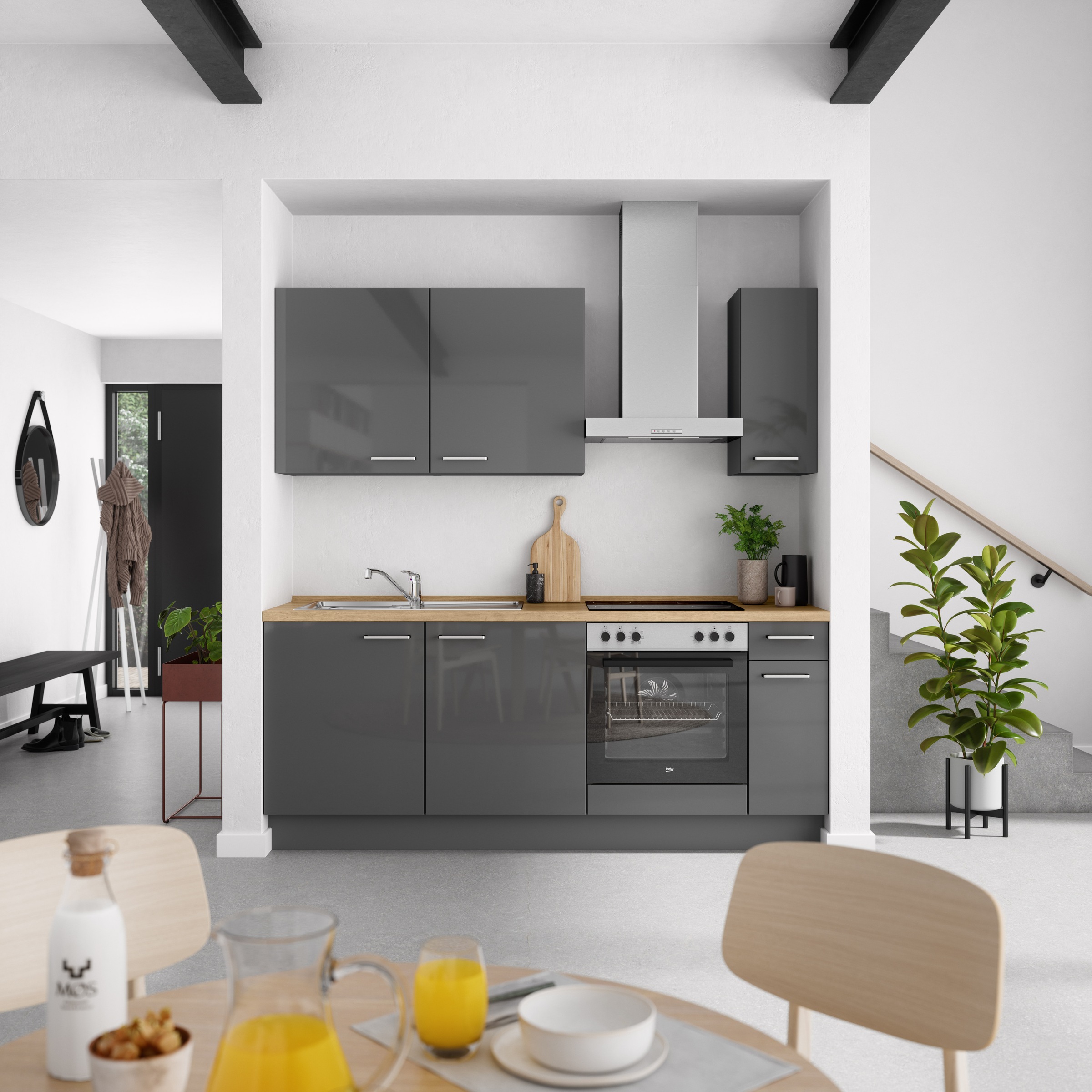 nobilia® Küchenzeile »"Flash I"«, vormontiert, Ausrichtung wählbar, Breite 210 cm, wahlw. mit E-Geräten