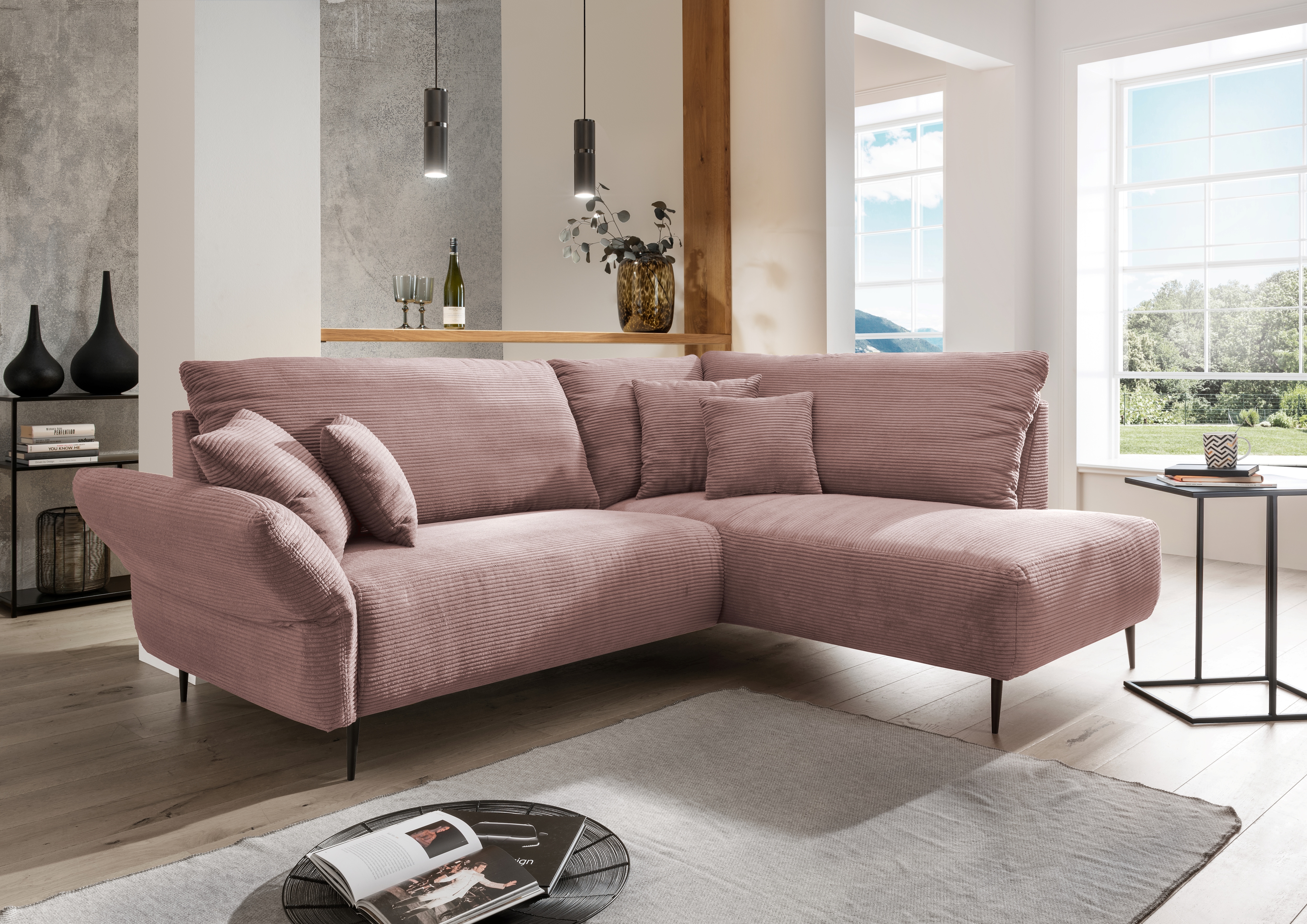 Home affaire Ecksofa "Vanilla modern& bequem, Breite 255cm, tolle Detailverarbeitung" verstellbare Armlehne für Wohlfühlkomfort