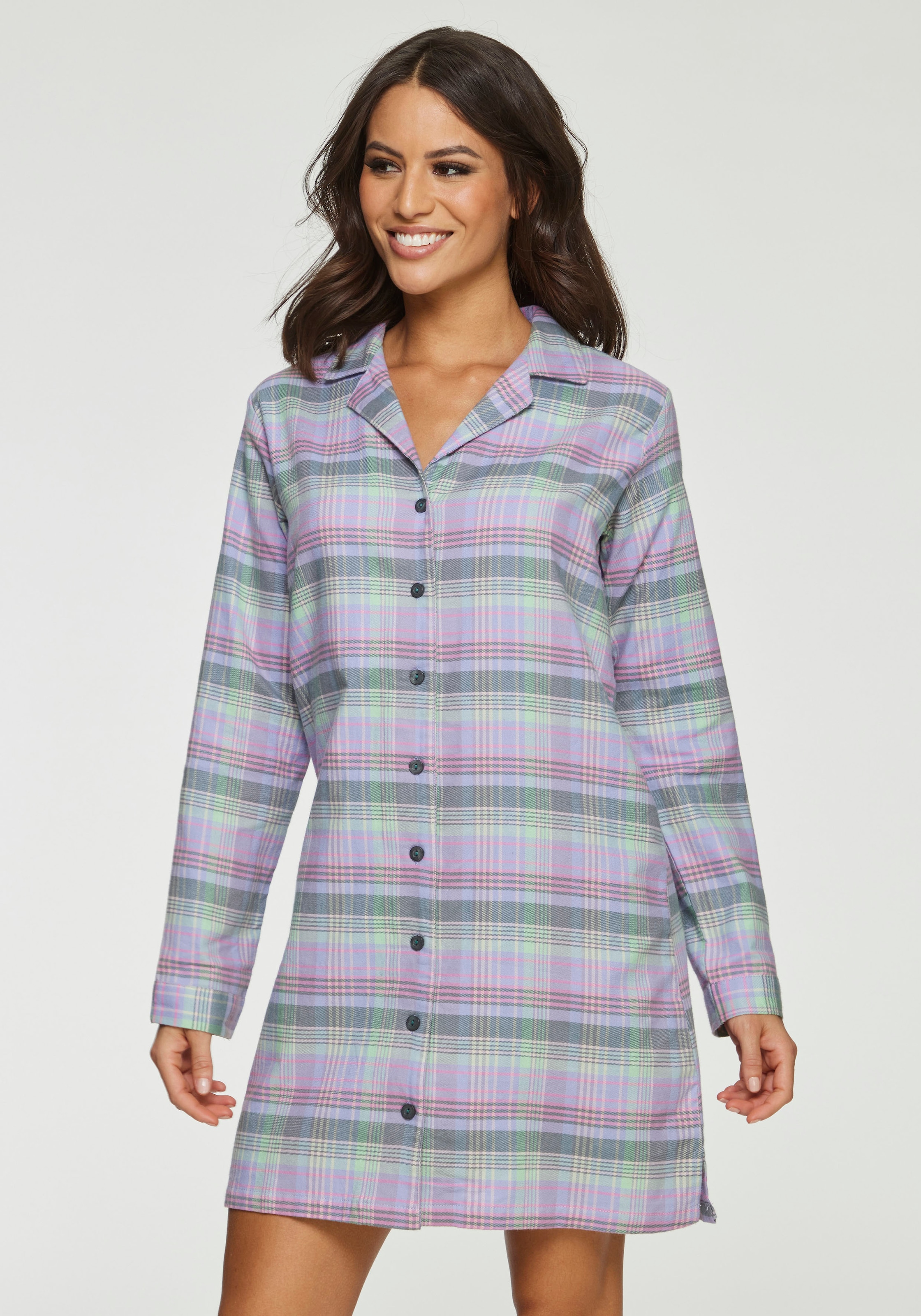 Vivance Dreams Nachthemd 1-teilig, Ohne Taschen aus kuschelig weichem Flane günstig online kaufen