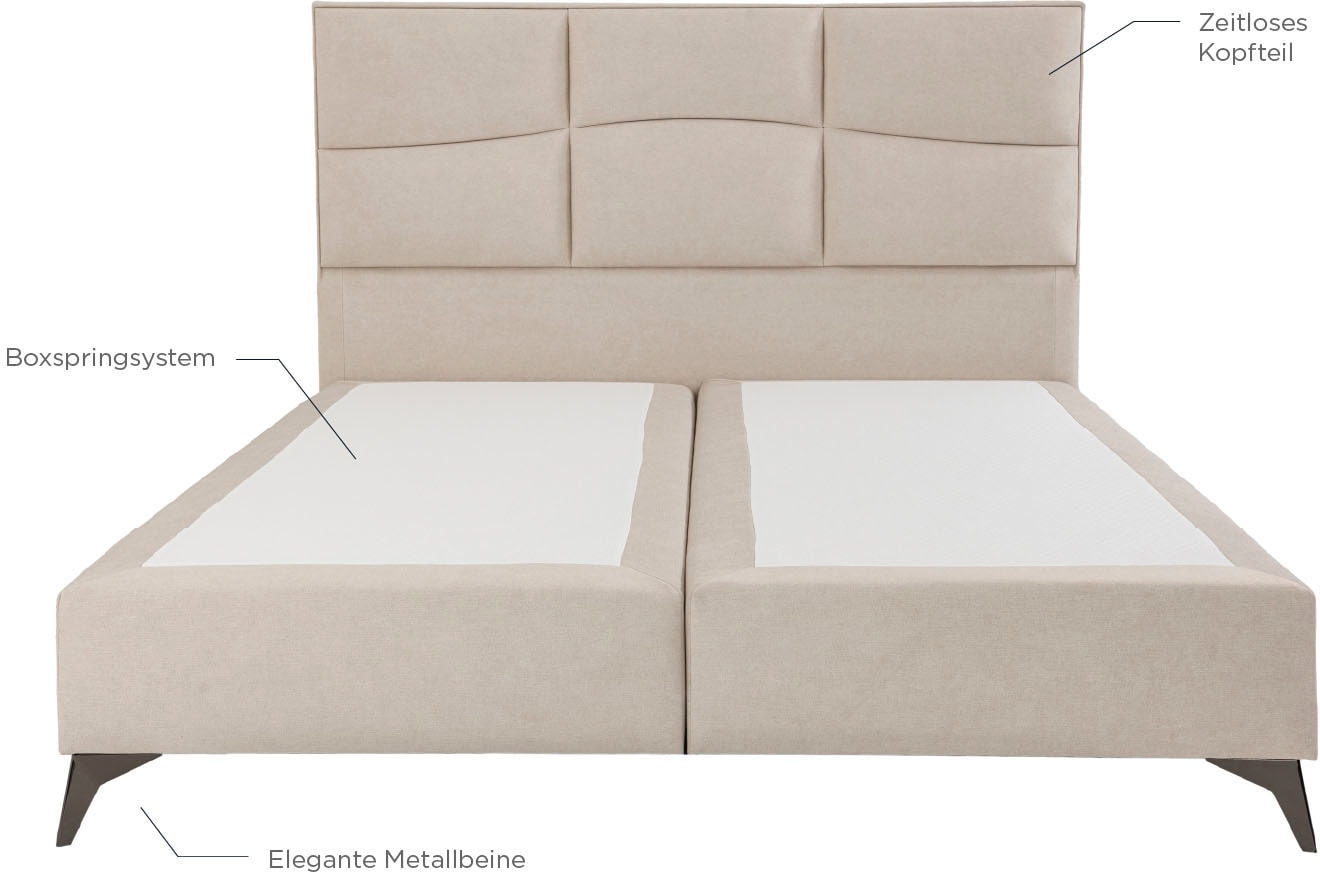 Home affaire Boxspringbett »Violette erhältlich in den Breite 160, 180 & 200cm« inkl. Topper und extra dicker Taschen-Federkernmatratze