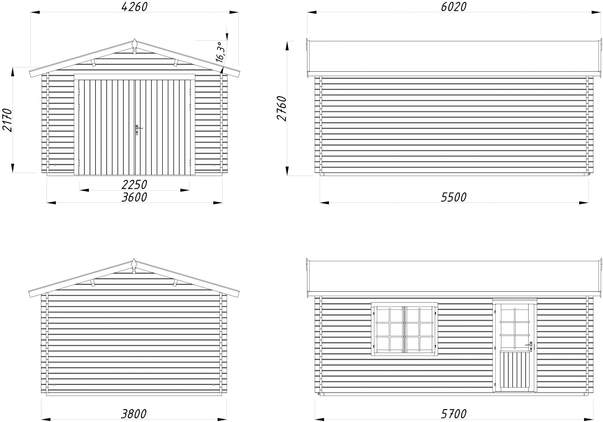 Palmako Garage »Roger, mit Holztor« BxTxH: 426x598x276 cm