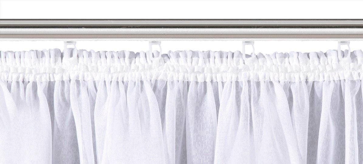 Thumbnail - Weckbrodt Gardine "Brüssel" Kräuselband 1 Stk. tlg. echte Stickerei, Voile, halbtransparent, Bordüre, Kante, gebogt, Sto...