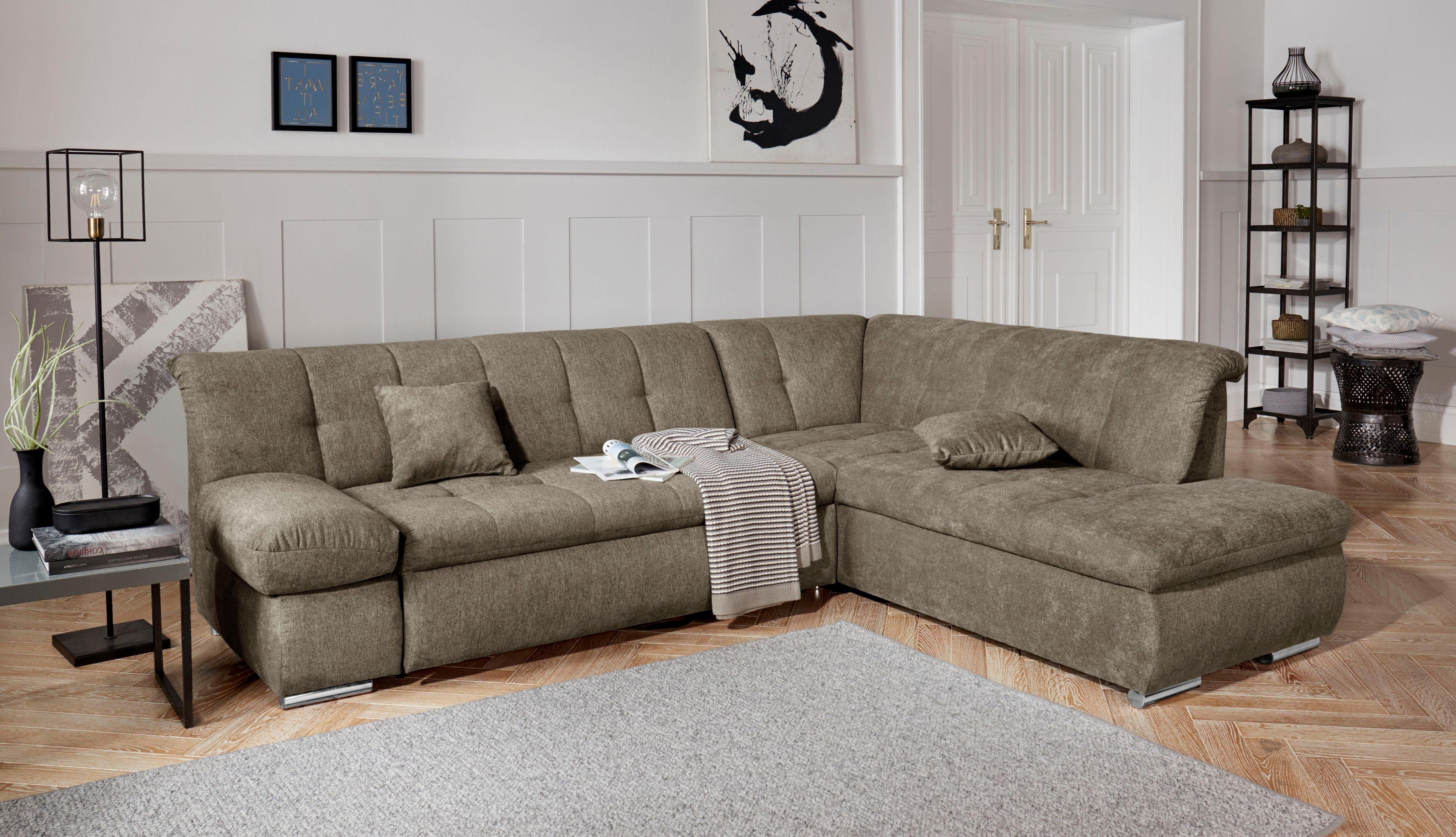 DOMO collection Ecksofa "MONA 271x213 cm, modern und komfortabel" whlw. mit Bett- und Armlehnfunktion, L-Form
