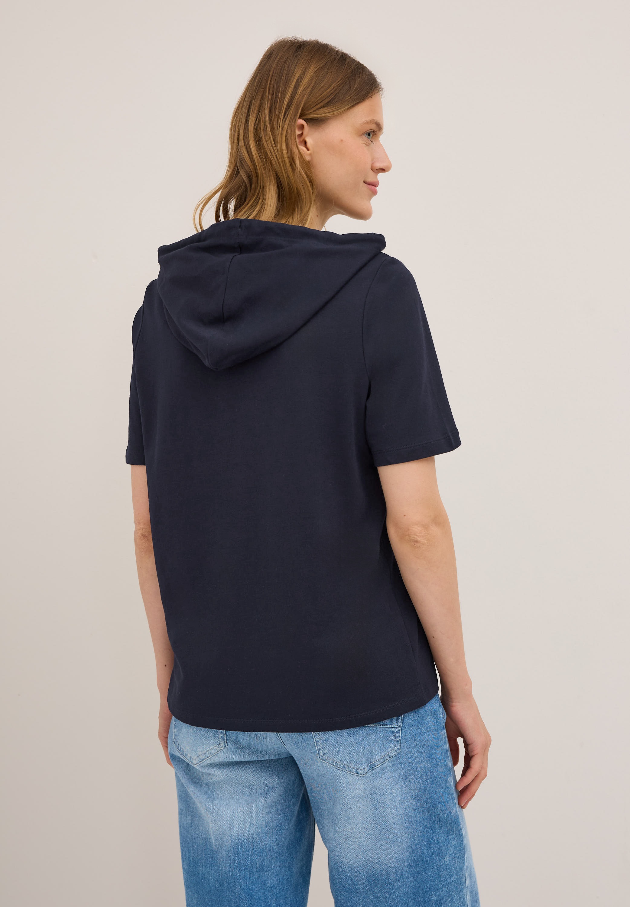 Cecil Kapuzensweatshirt, Halbarm-Shirt mit Glitzer-Print und Kapuze günstig online kaufen