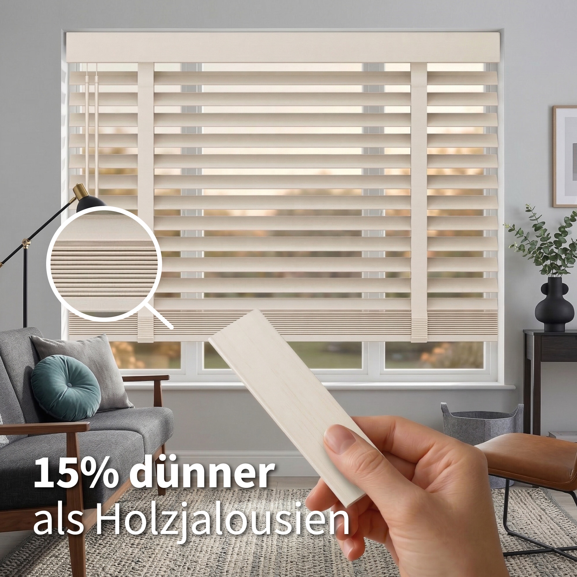 my home Jalousie »Alexia« mit Bohren freihängend aus Bambus mit 50mm Lamellen, Bedienung  durch Schnurzug