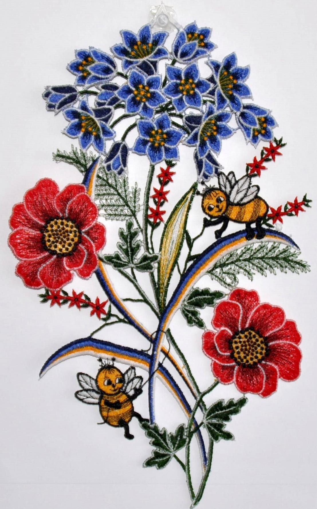 Stickereien Plauen Fensterbild »Fensterbild Blumen« Echte...