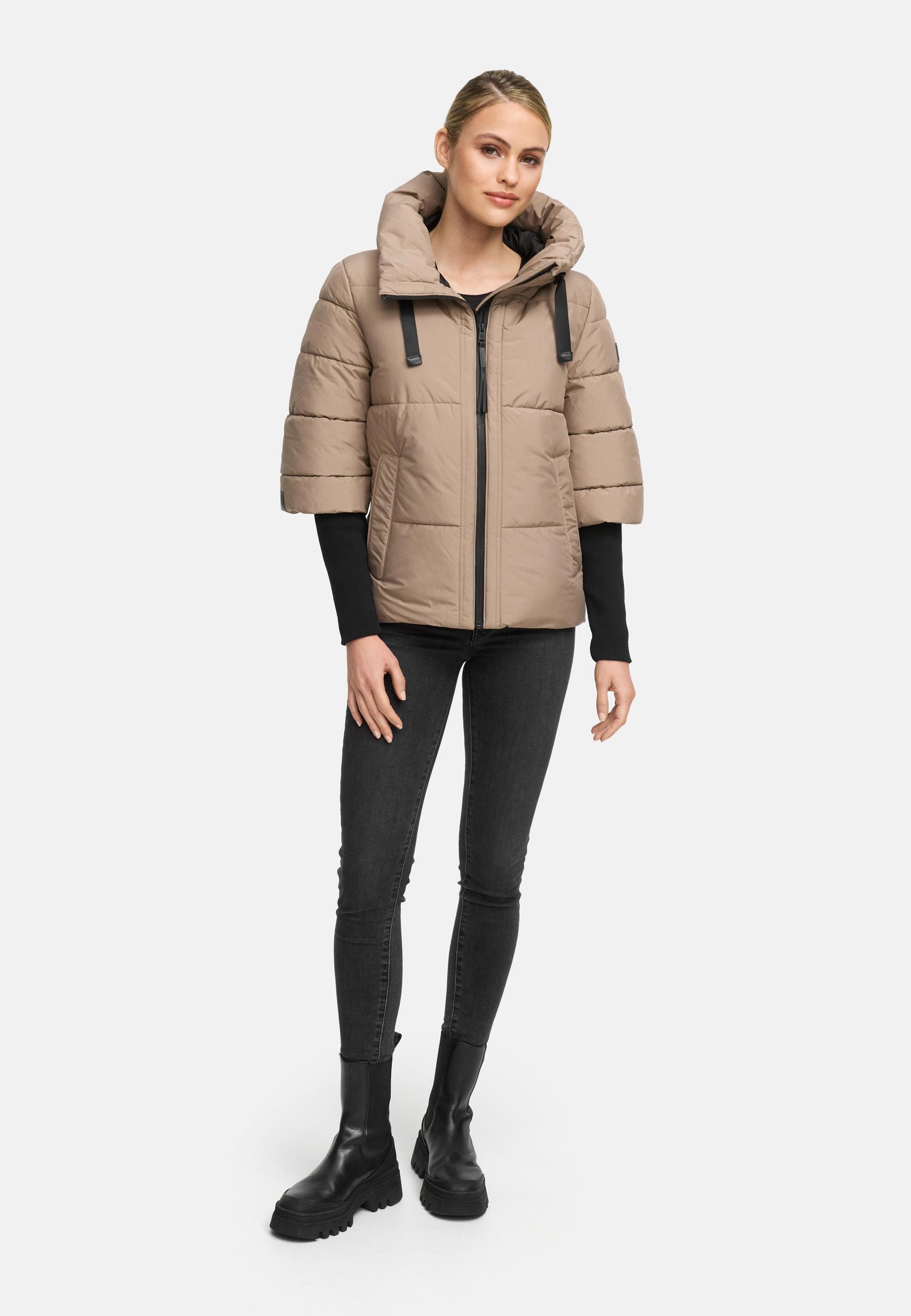 Navahoo Steppjacke »Lotusherz XIV«, mit Kapuze, Warme gesteppte Winterjacke mit Rippstrickärmeln