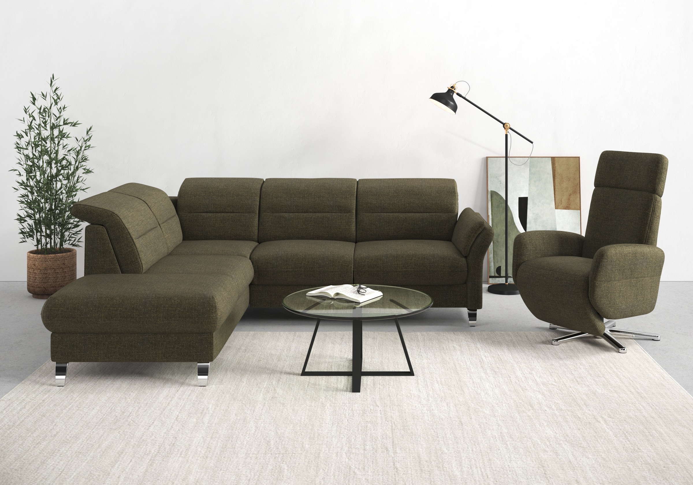 sit&more Ecksofa "Grenoble L-Form mit Federkern", wahlweise mit Bettfunktio günstig online kaufen