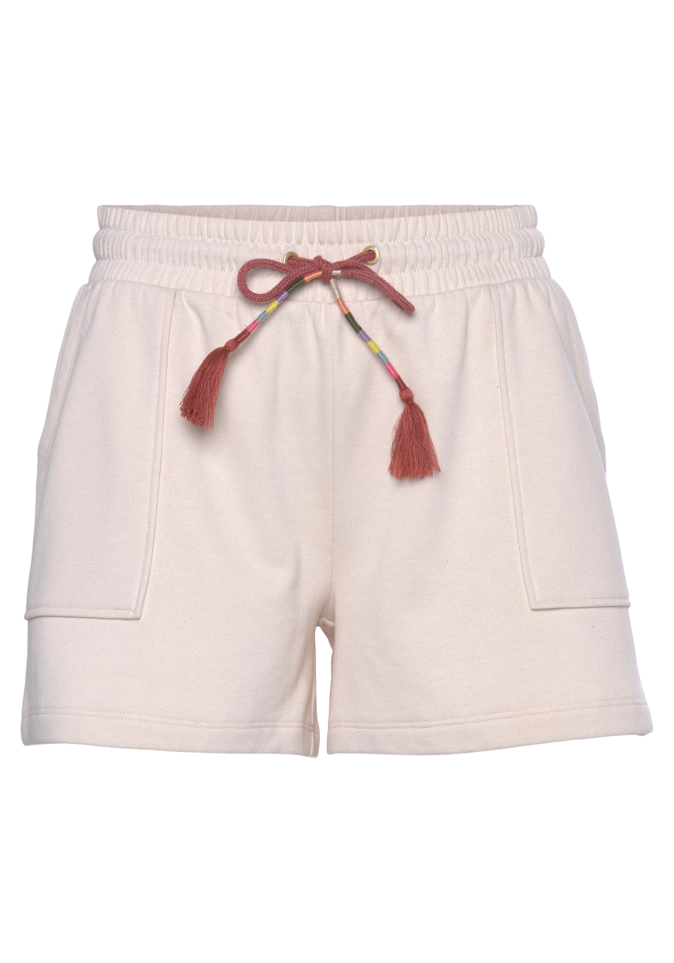 Vivance Sweatshorts, Kurze Hose mit aufgesetzten Taschen und Kontrastkordel, Loungewear