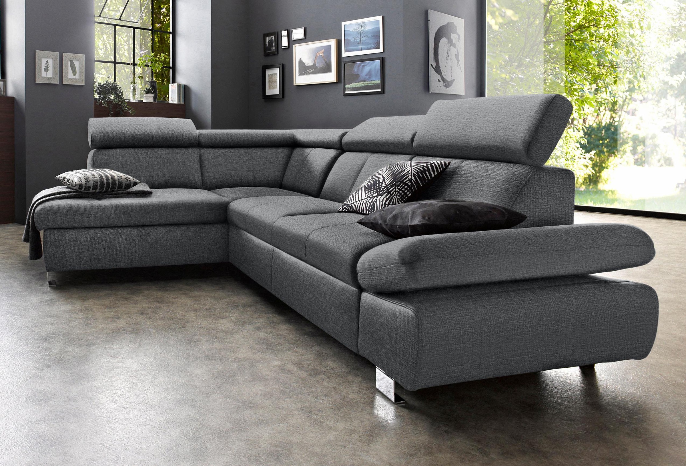 exxpo - sofa fashion Ecksofa "Happy, inkl. Kopf- und Armteilverstellung, L- günstig online kaufen